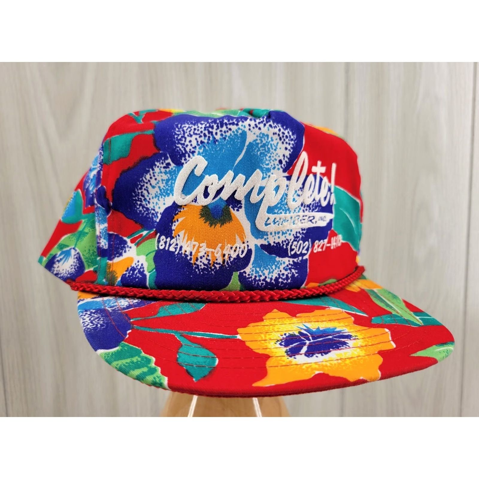 Roper VINTAGE 1980’s Rope Snapback Hat Trucker Cap Floral Complete Lumber INC Size ONE SIZE - 2 Thumbnail