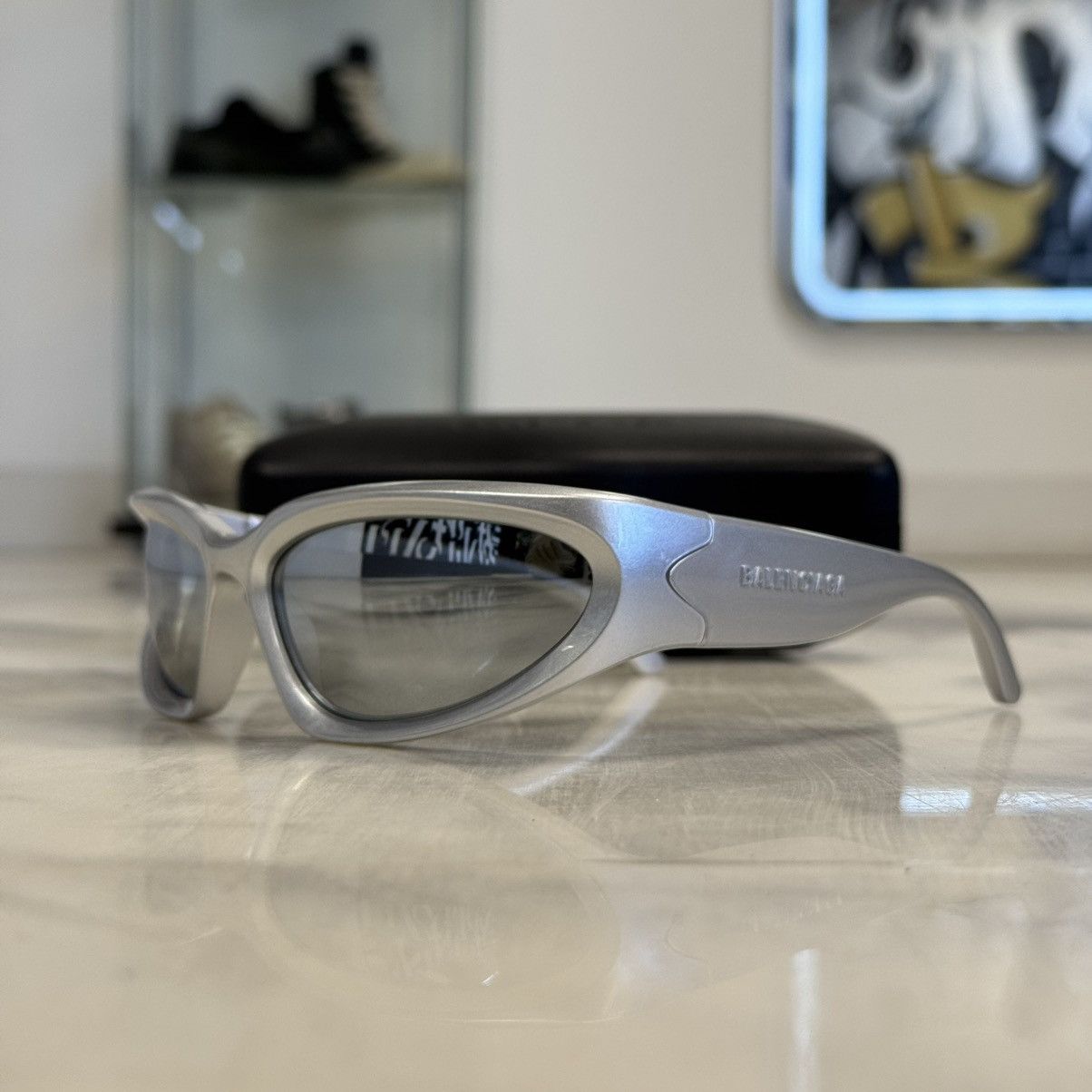 Balenciaga Balenciaga Swift Oval Sunglasses Silver Size ONE SIZE - 6 Thumbnail