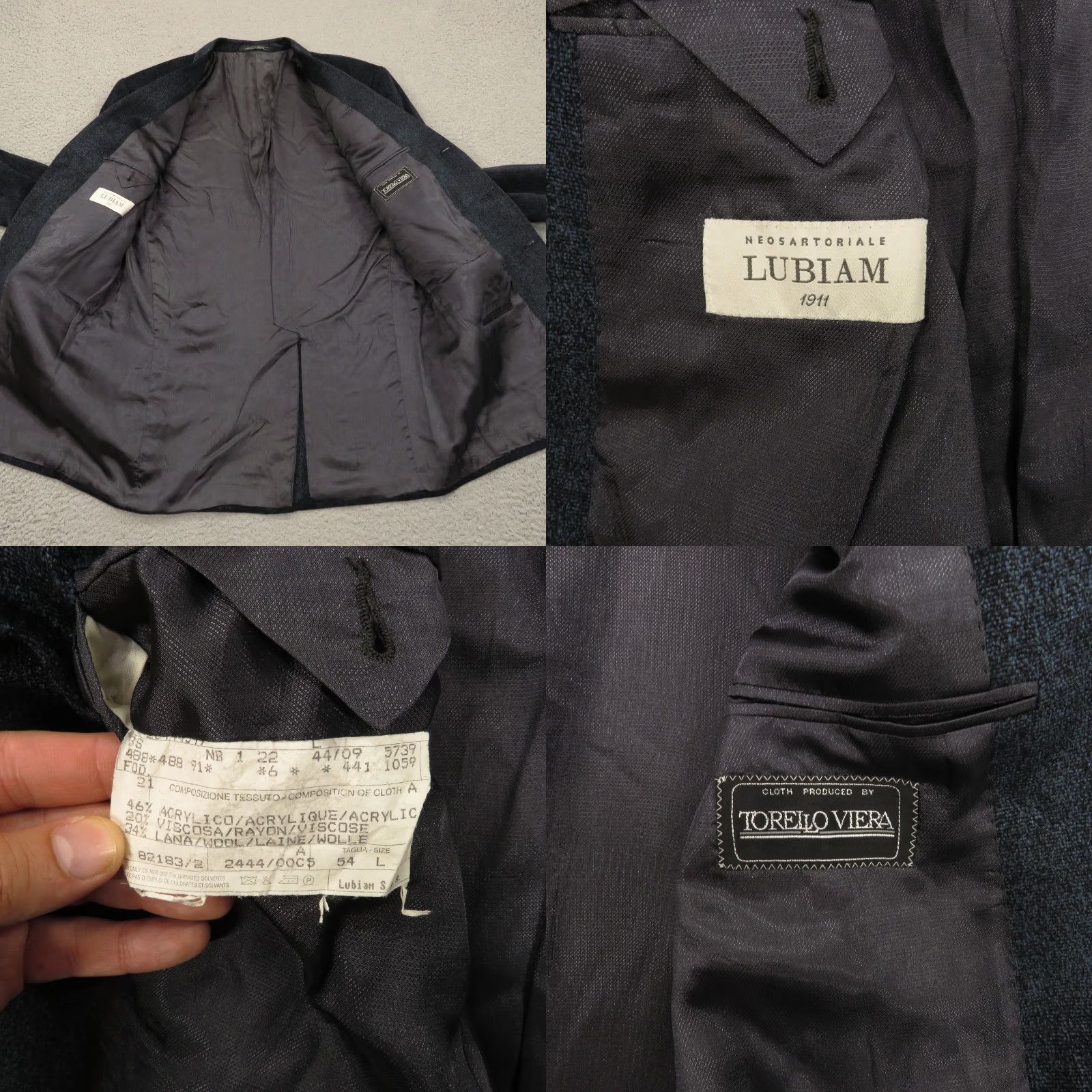 Lubiam Lubiam Blazer 44L Blue Wool Acrylic Viscose 3/2 Roll Textured Single-Breasted Jacket LBM 1911 Mens Slim Size 44R - 8 Thumbnail