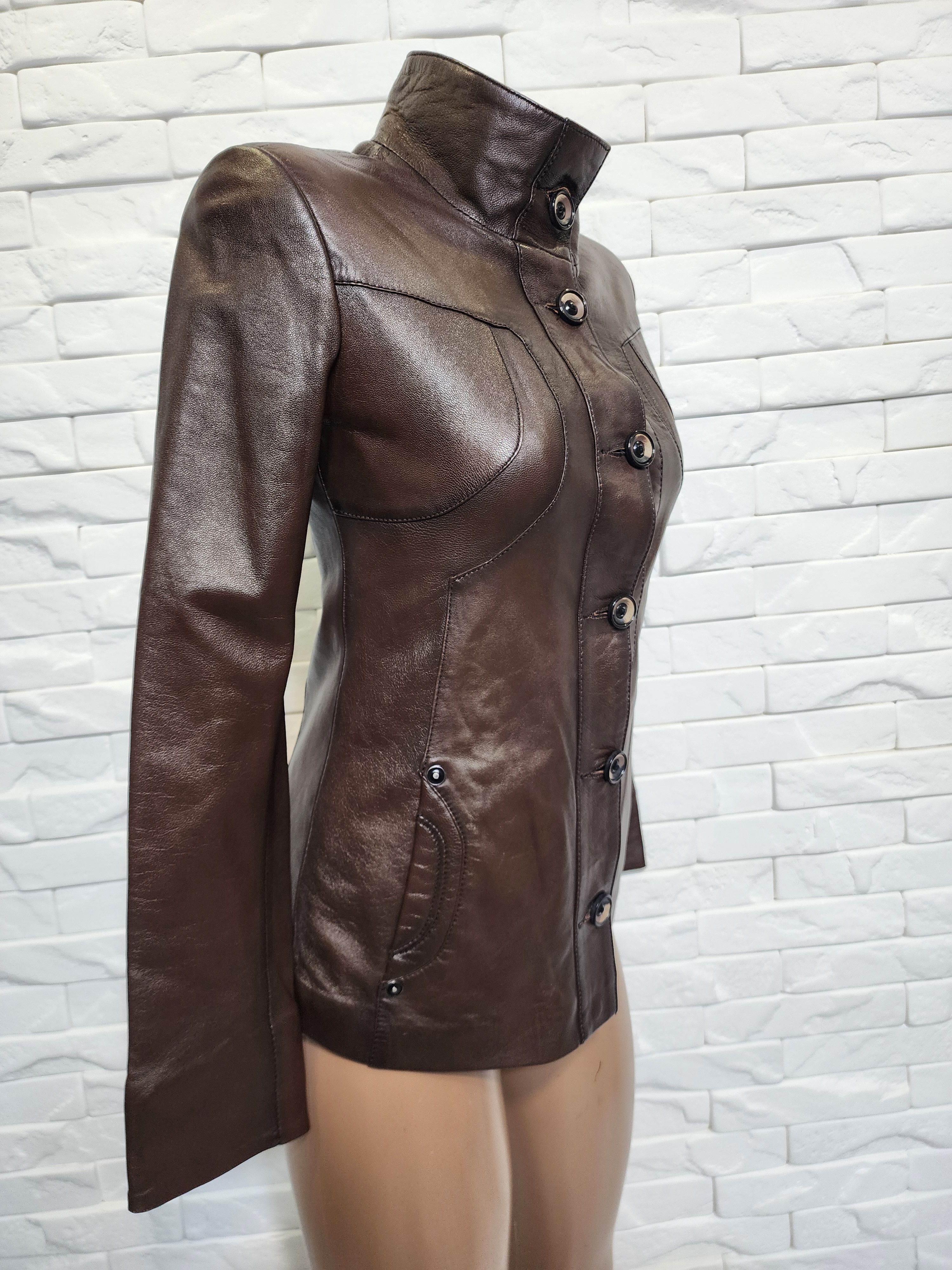 Genuine Leather Leather Women's Jacket: Button-Down Soft Leather Size XS / US 0-2 / IT 36-38 - 3 Thumbnail