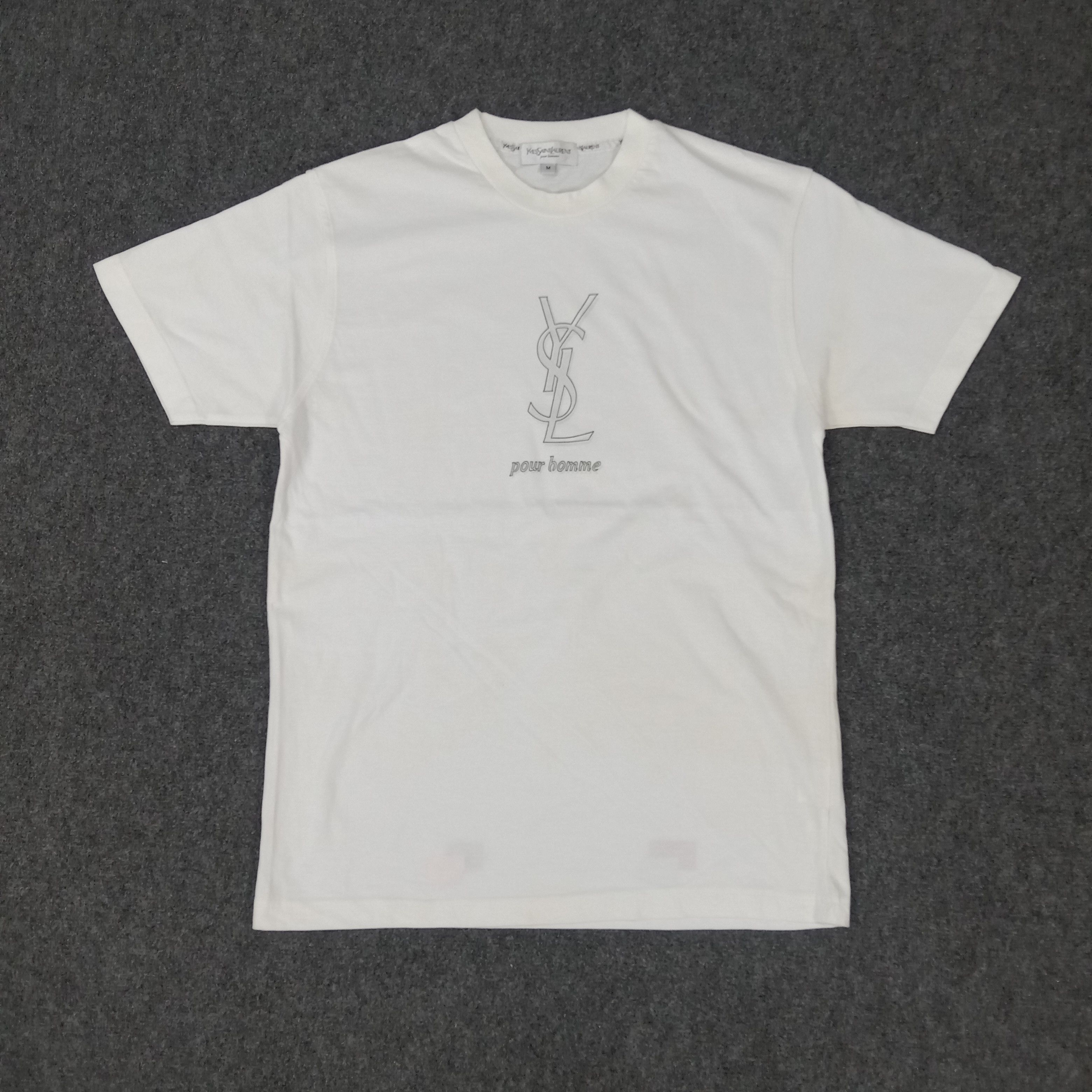 Vintage Yves Saint Laurent Italian Brand Center Logo Tshirt Size US M / EU 48-50 / 2 - 1 Thumbnail