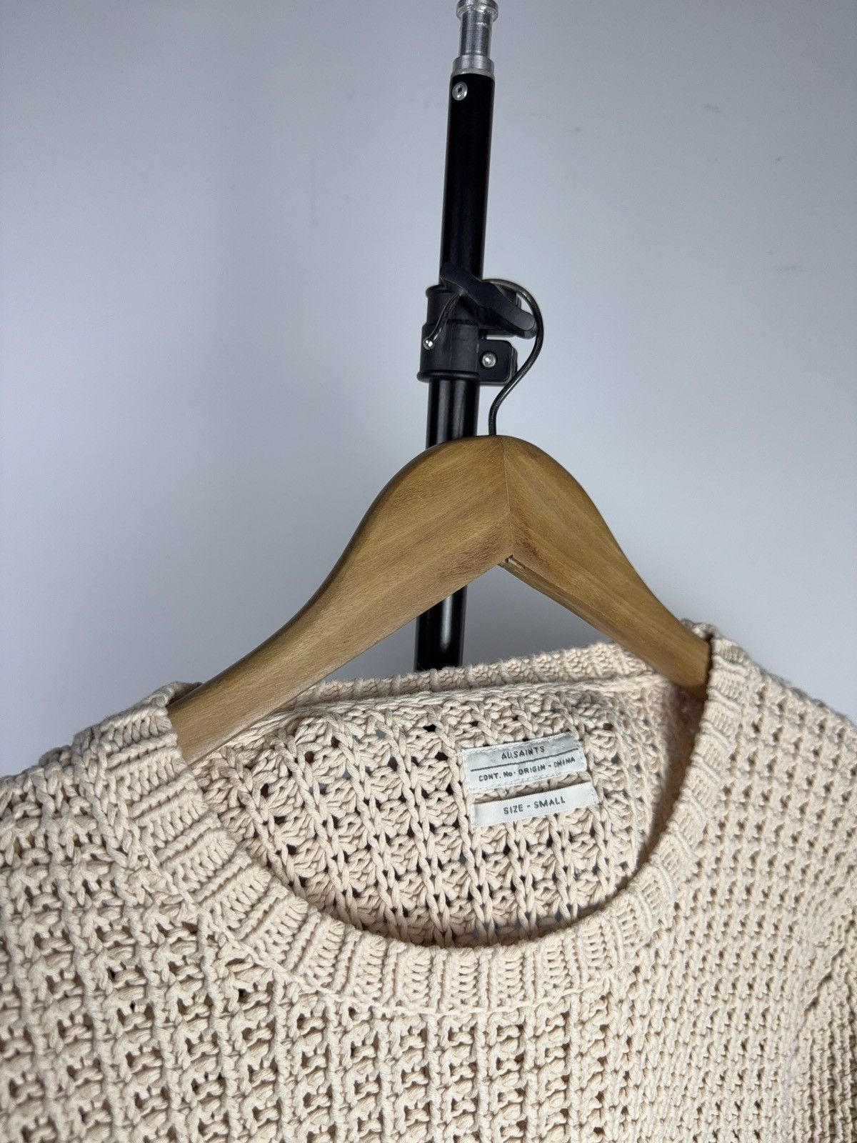 Allsaints Avant Garde 00s AllSaints Cream Waffle Knit Cotton Sweater Size US S / EU 44-46 / 1 - 5 Thumbnail