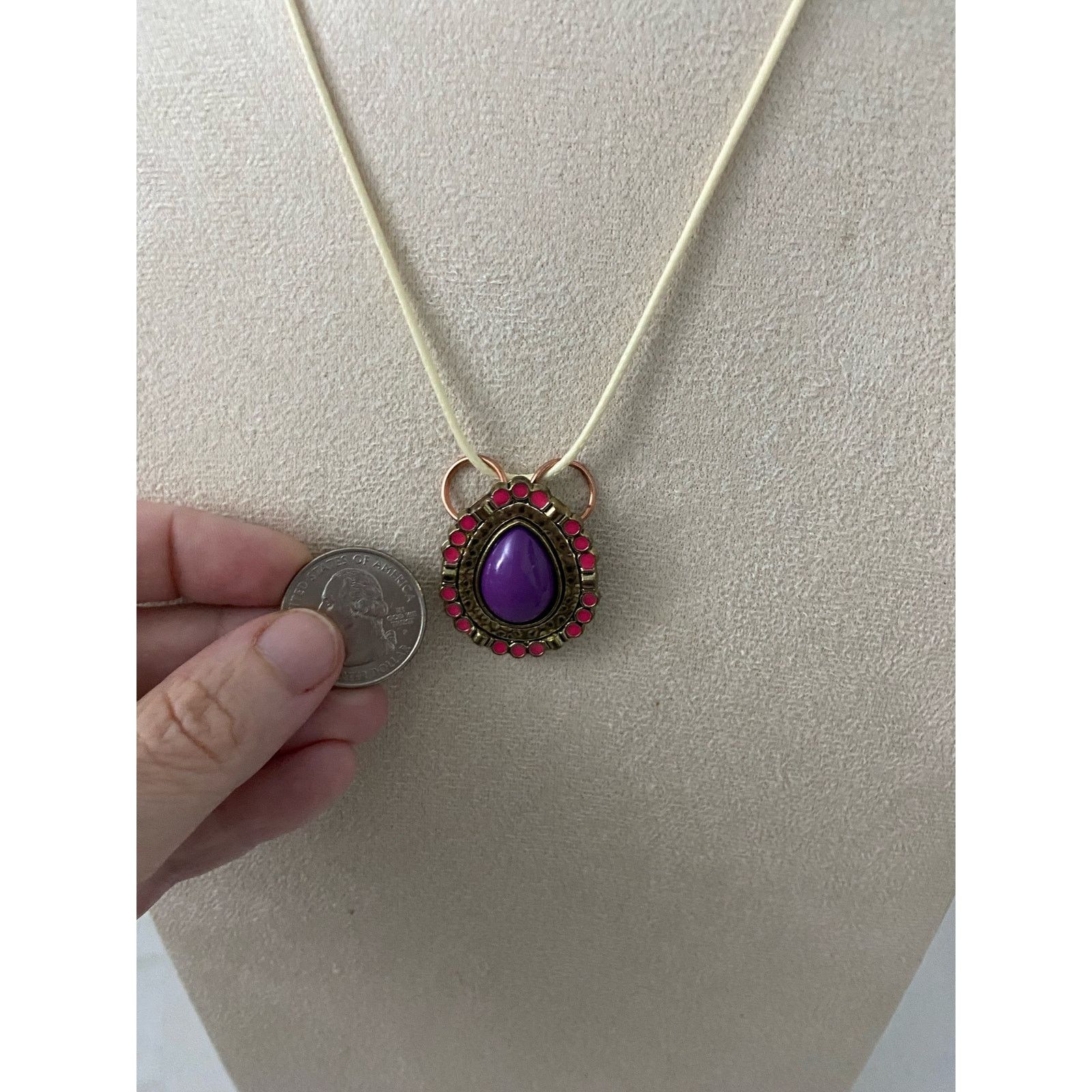 Handmade purple teardrop pendant necklace Size ONE SIZE - 2 Thumbnail