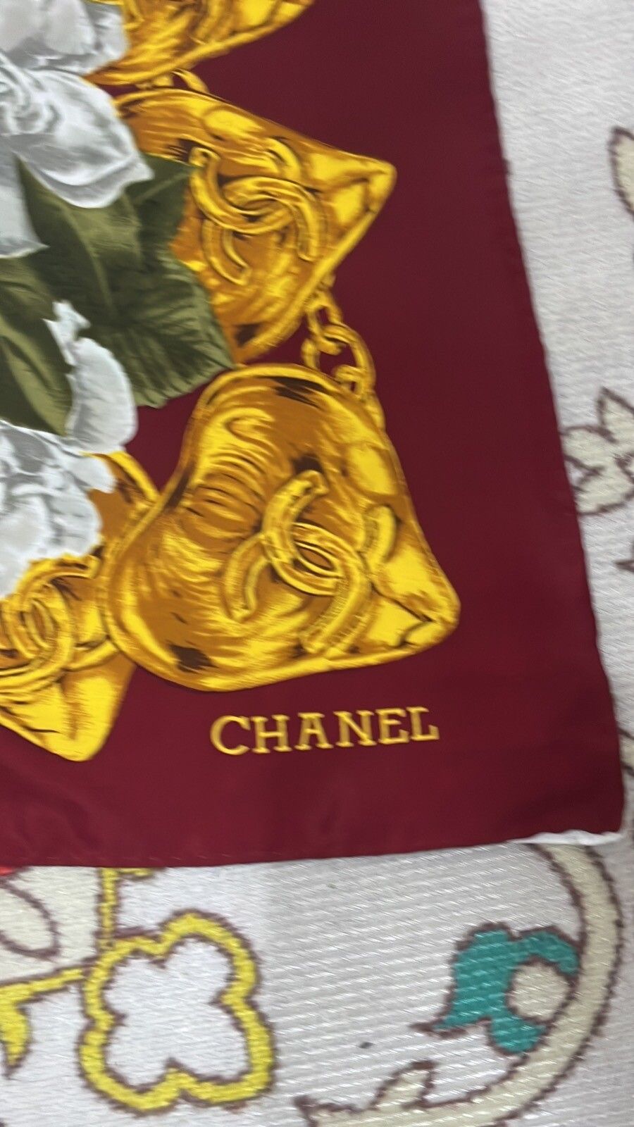 Vintage Vintage Chanel Silk Scarf - Red Hunter Floral Size ONE SIZE - 4 Preview
