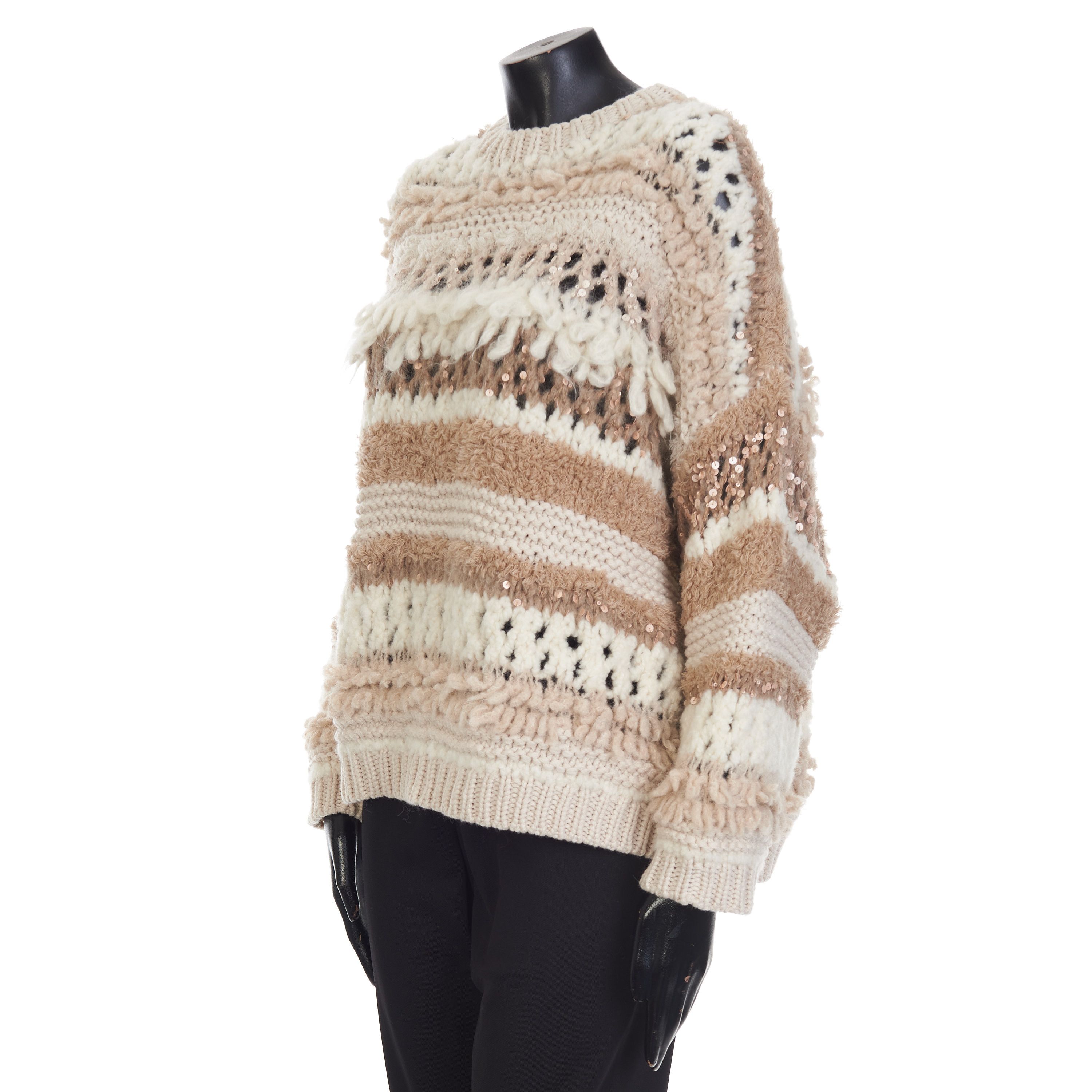 Brunello Cucinelli Sequined Cashmere Crewneck Sweater - Opera Knit, Textured Size L / US 10 / IT 46 - 2 Thumbnail