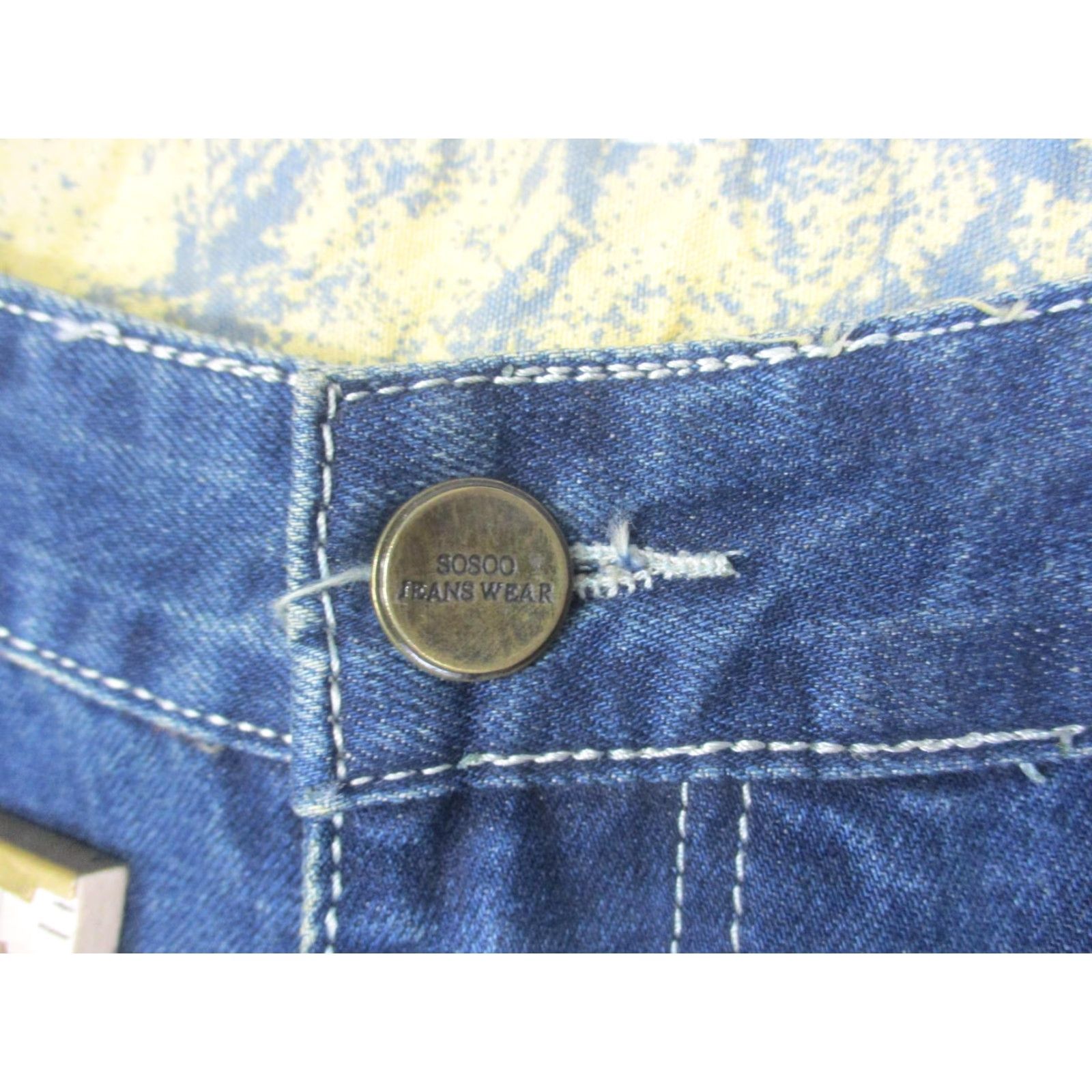 Vintage SOSOO Jeans Mens 36x32 Blue Rose Floral Embroidered Straight Leg Denim Jeans Size US 36 / EU 52 - 5 Thumbnail