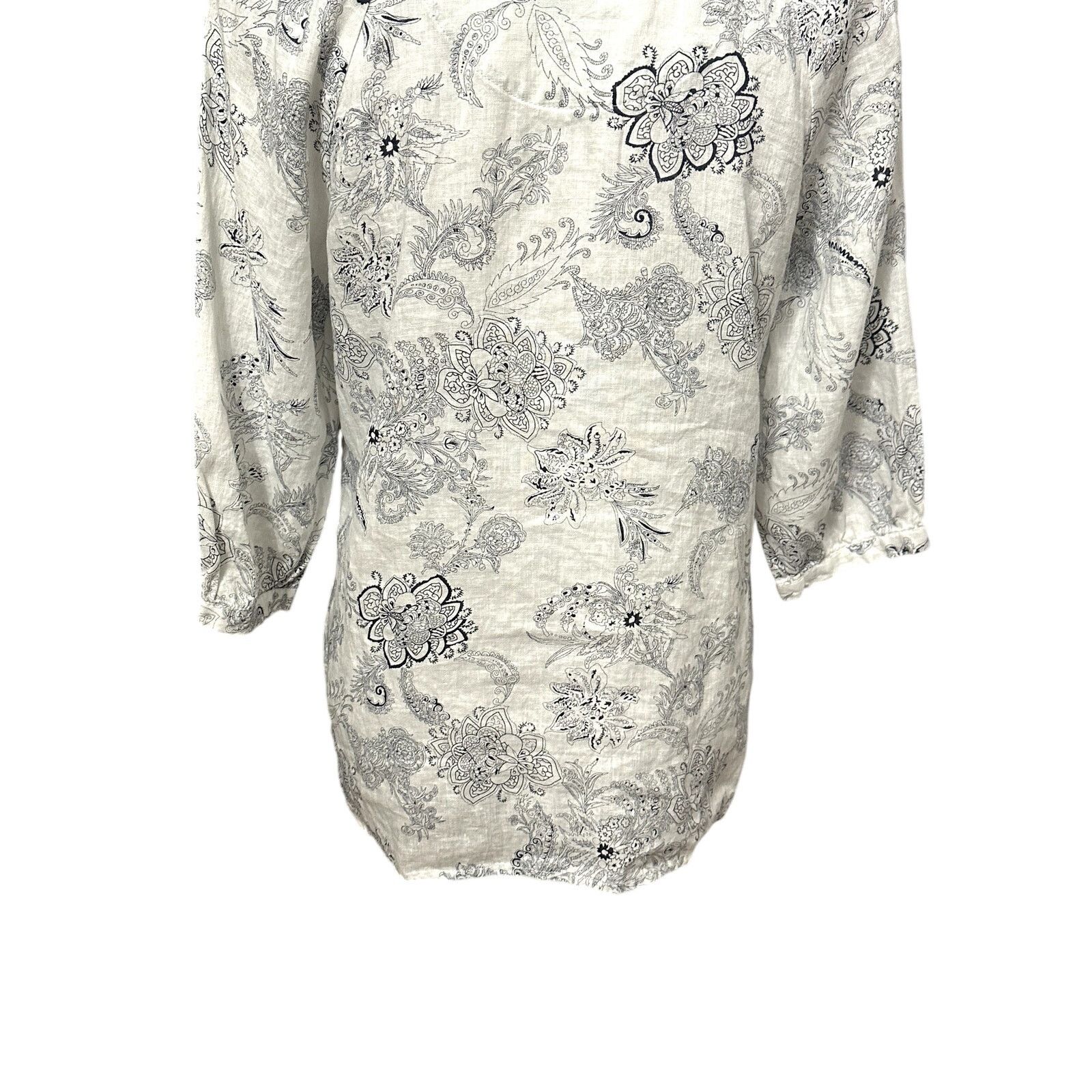 Other Malvin Linen Blouse Floral Paisley 3/4 Sleeves White/Blue S Size S / US 4 / IT 40 - 6 Thumbnail