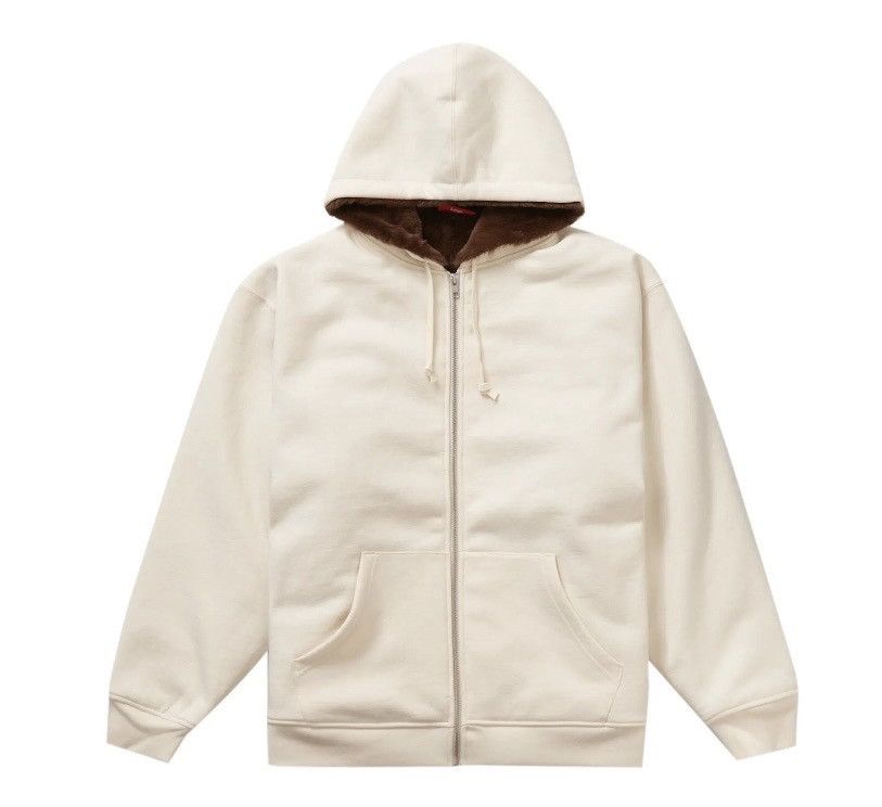 Supreme Supreme Faux Fur Lined Zip Up Hooded Sweatshirt Natural XL Size US XL / EU 56 / 4 - 2 Thumbnail