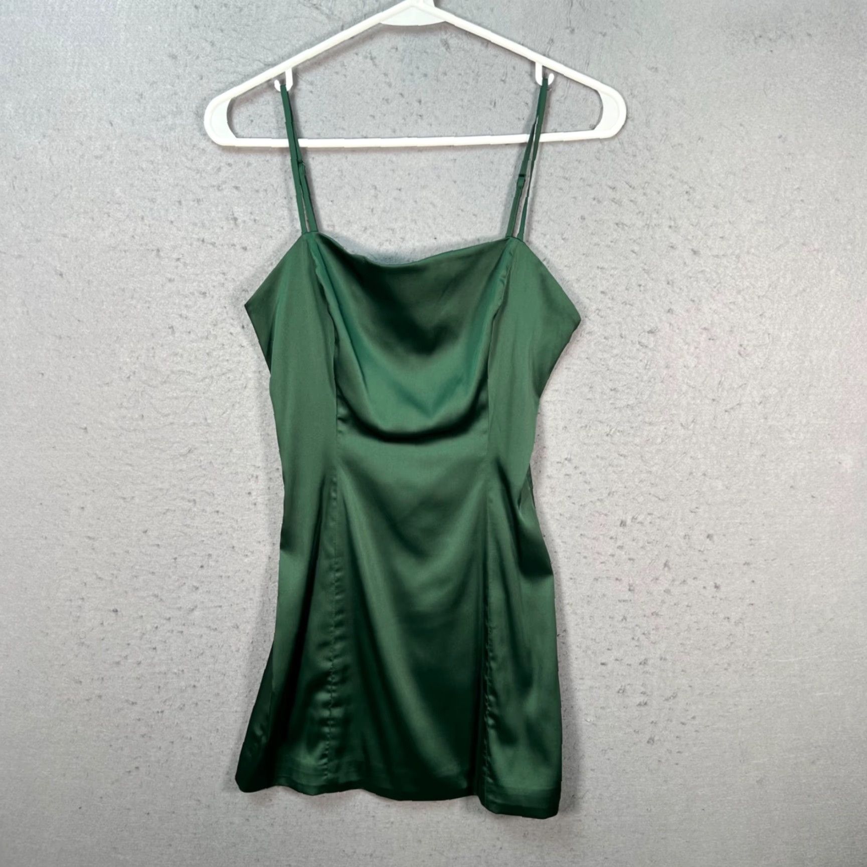 Vintage Sunday Best Womens 2 Satin Green Mini Dress Polyester Blend Adjustable Straps Dress Size XS / US 0-2 / IT 36-38 - 2 Thumbnail