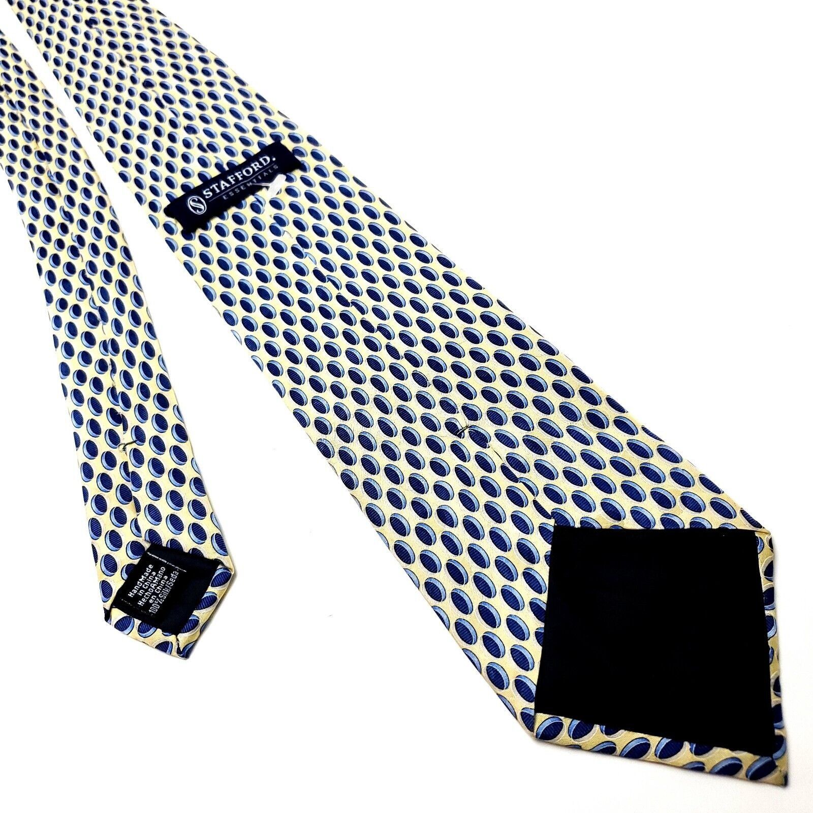 Stafford Stafford Essentials Yellow Silk Tie Woven Geometric Size ONE SIZE - 3 Thumbnail