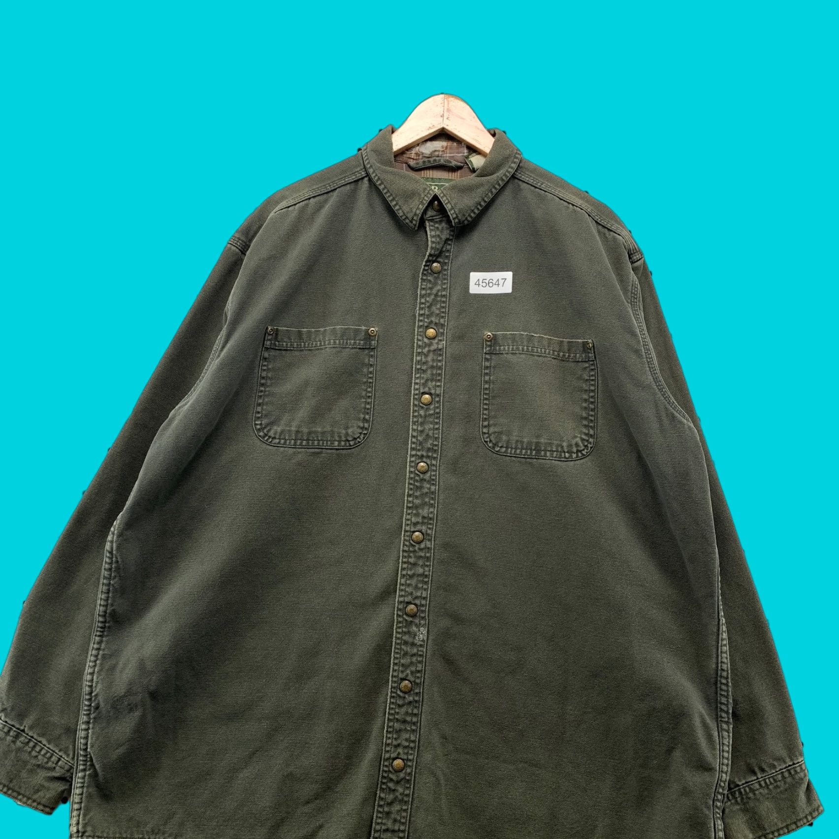 Vintage VINTAGE LL Bean Canvas Shirt Snap Jacket Mens XL Tall Green Flannel Lined XLT Outdoor Size US XL / EU 56 / 4 - 1 Thumbnail