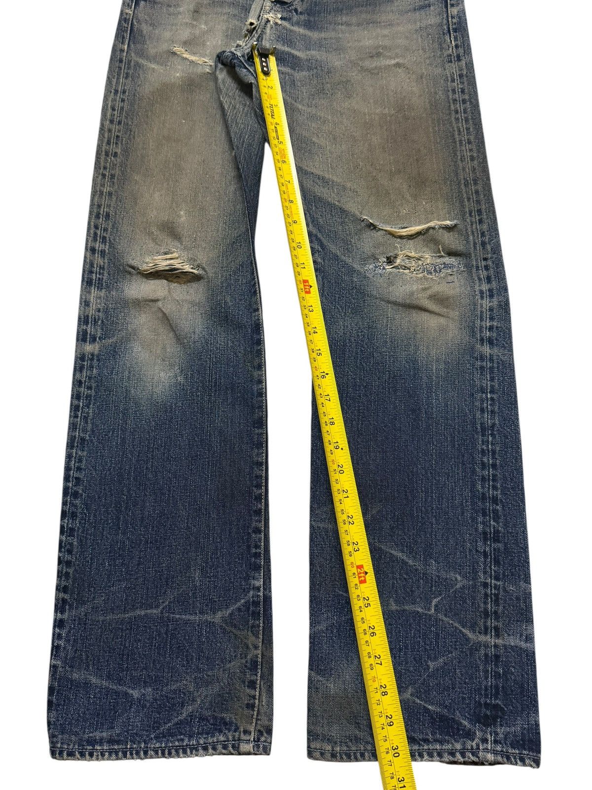 Blue Blue Japan Vintage 90s Japan Blue Corn Selvedge Mud Wash Distressed Size US 30 / EU 46 - 13 Thumbnail