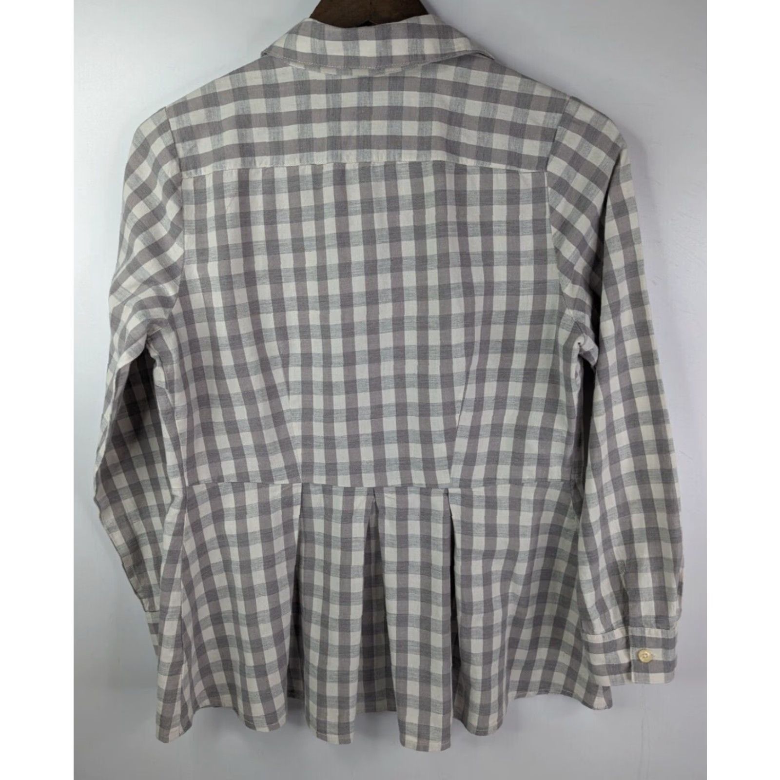Anthropologie **Anthropologie Buffalo Check Peplum Button Down Top Medium Gray** User: Anthropologie Buffalo Check Peplum Button-Down Top Medium Gray Size M / US 6-8 / IT 42-44 - 4 Thumbnail