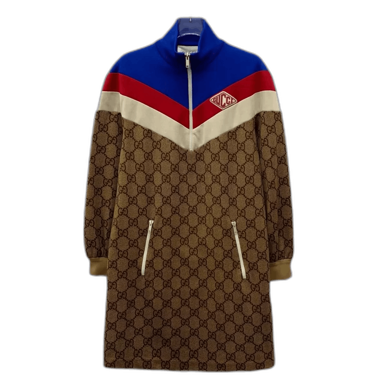 Gucci Gucci Brown Stripe Logo Half-Zip Long Sleeve Dress Size M / US 6-8 / IT 42-44 - 1 Thumbnail