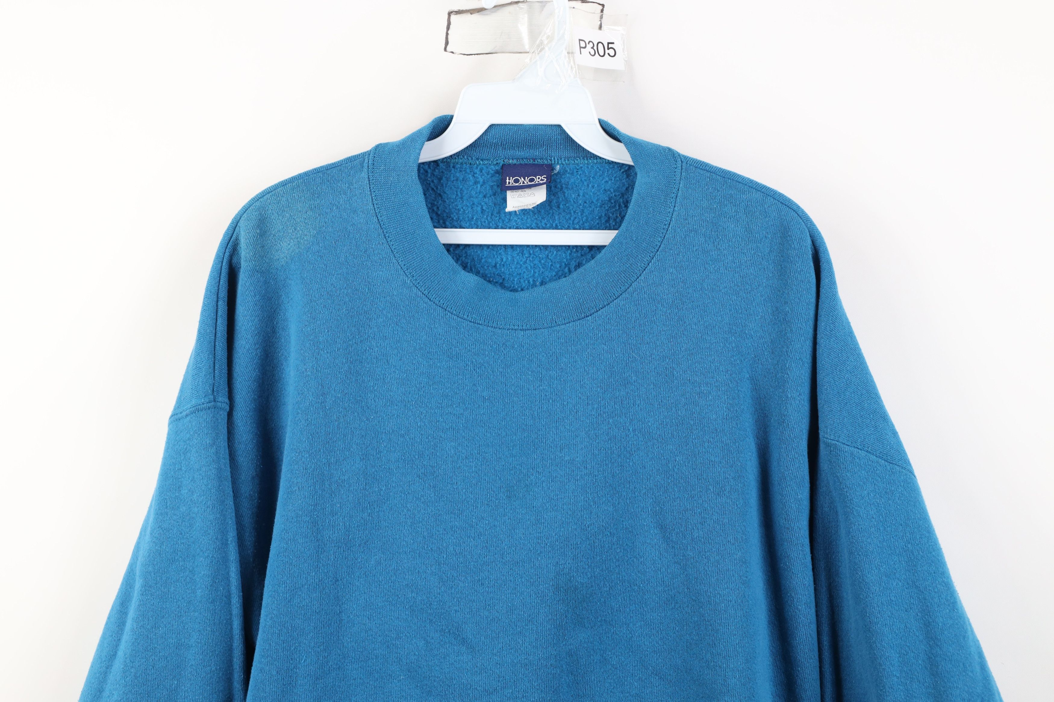 Vintage Vintage 90s Streetwear Blank Crewneck Sweatshirt Blue Size US XL / EU 56 / 4 - 2 Thumbnail