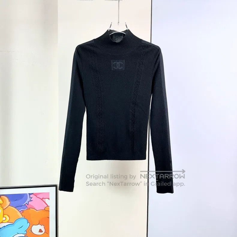Chanel 24N black half-neck knit sweater