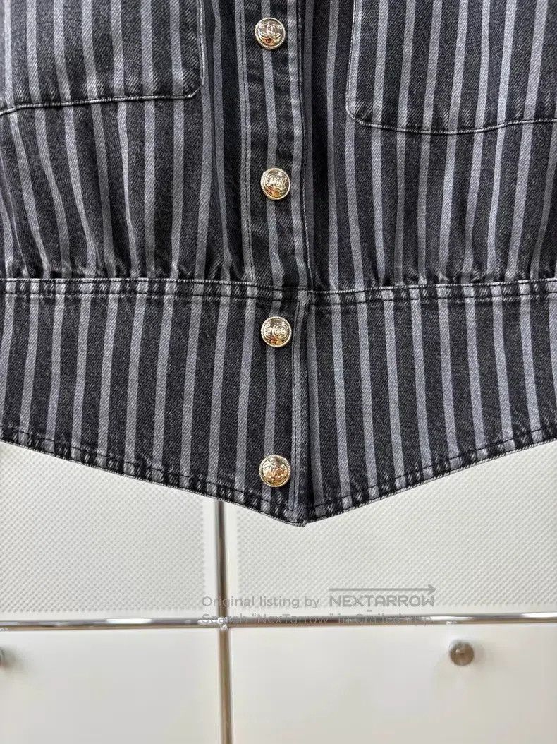 Chanel Chanel 20K Equestrian Series Gray Gold Buckle Striped Deni Size XS / US 0-2 / IT 36-38 - 2 Thumbnail