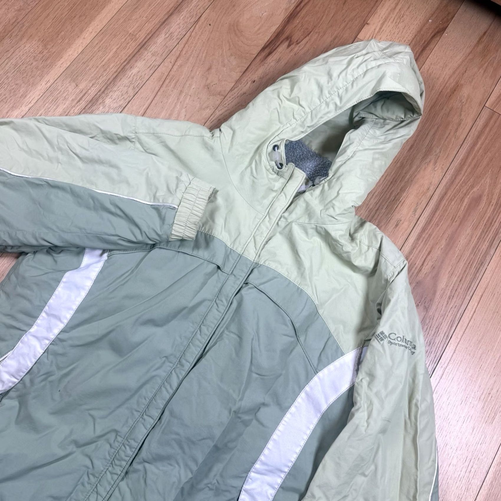 Rains VINTAGE Columbia Jacket Women's Large Green Hooded Full Zip Rain Snow Sherpa Size L / US 10 / IT 46 - 2 Thumbnail