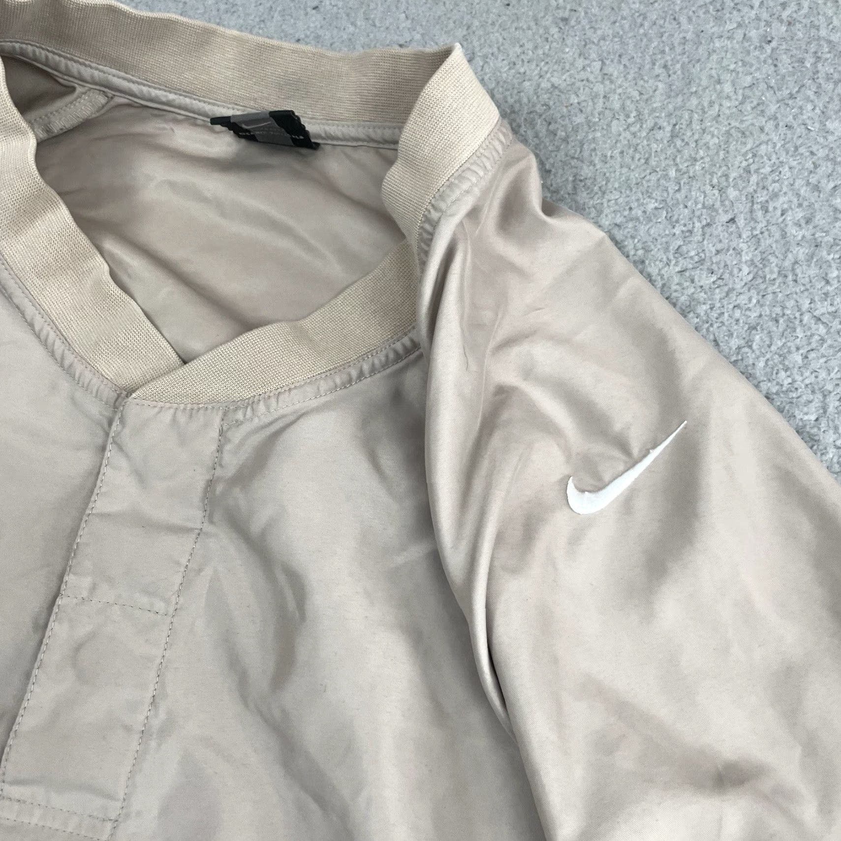 Nike VINTAGE Nike Golf Jacket Mens 2XL Brown Beige 1/4 Button Pullover Windbreaker Short All Seasons Logo Nike Mens Size US XXL / EU 58 / 5 - 3 Thumbnail