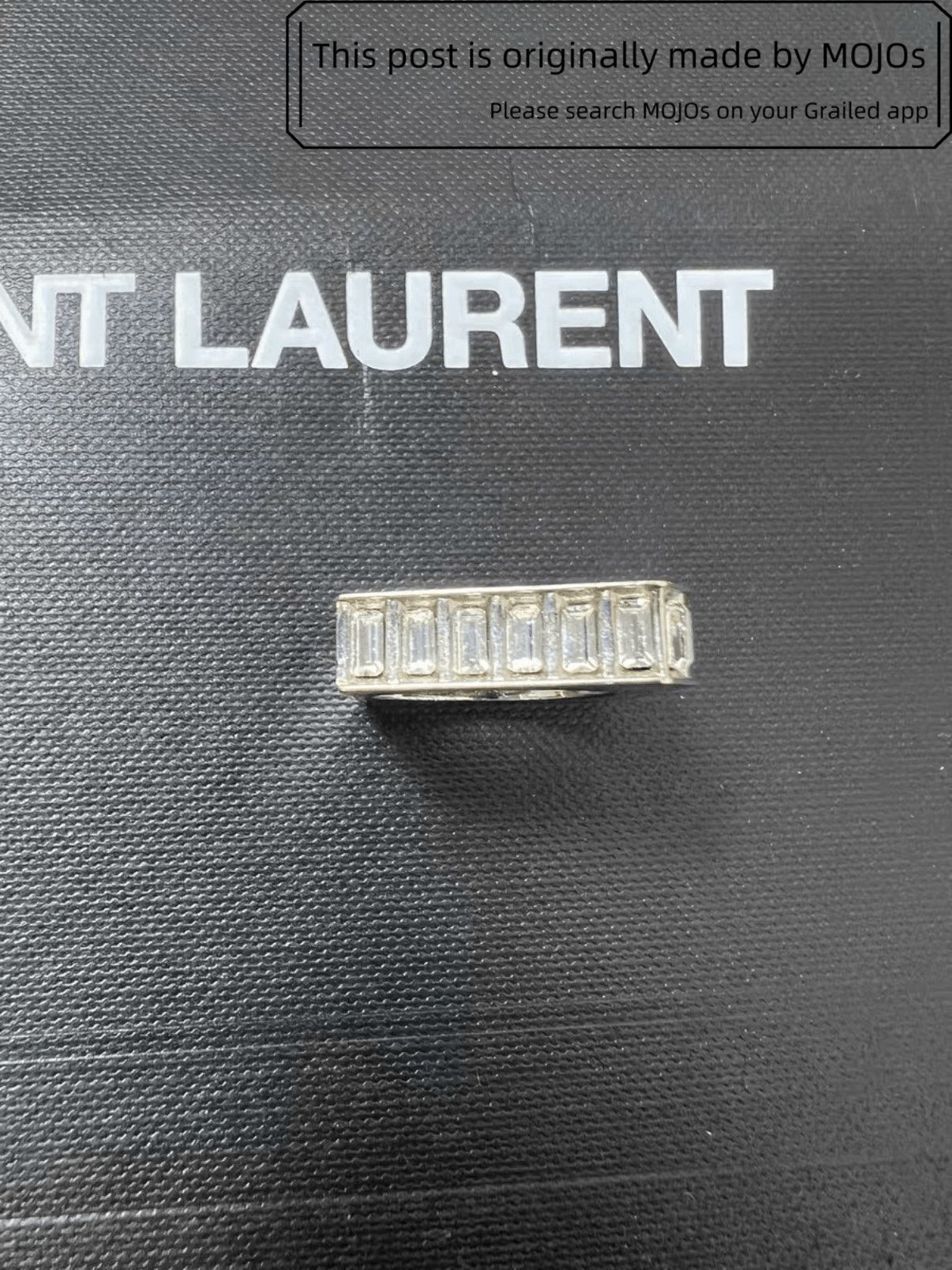 Sz 6 Saint Laurent Paris Silver Gem Ring mojos173011