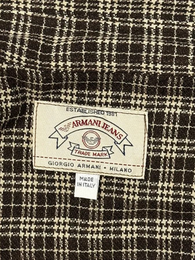 Armani 1990s Armani Checkered Khaki Green Shirt Size US S / EU 44-46 / 1 - 7 Thumbnail