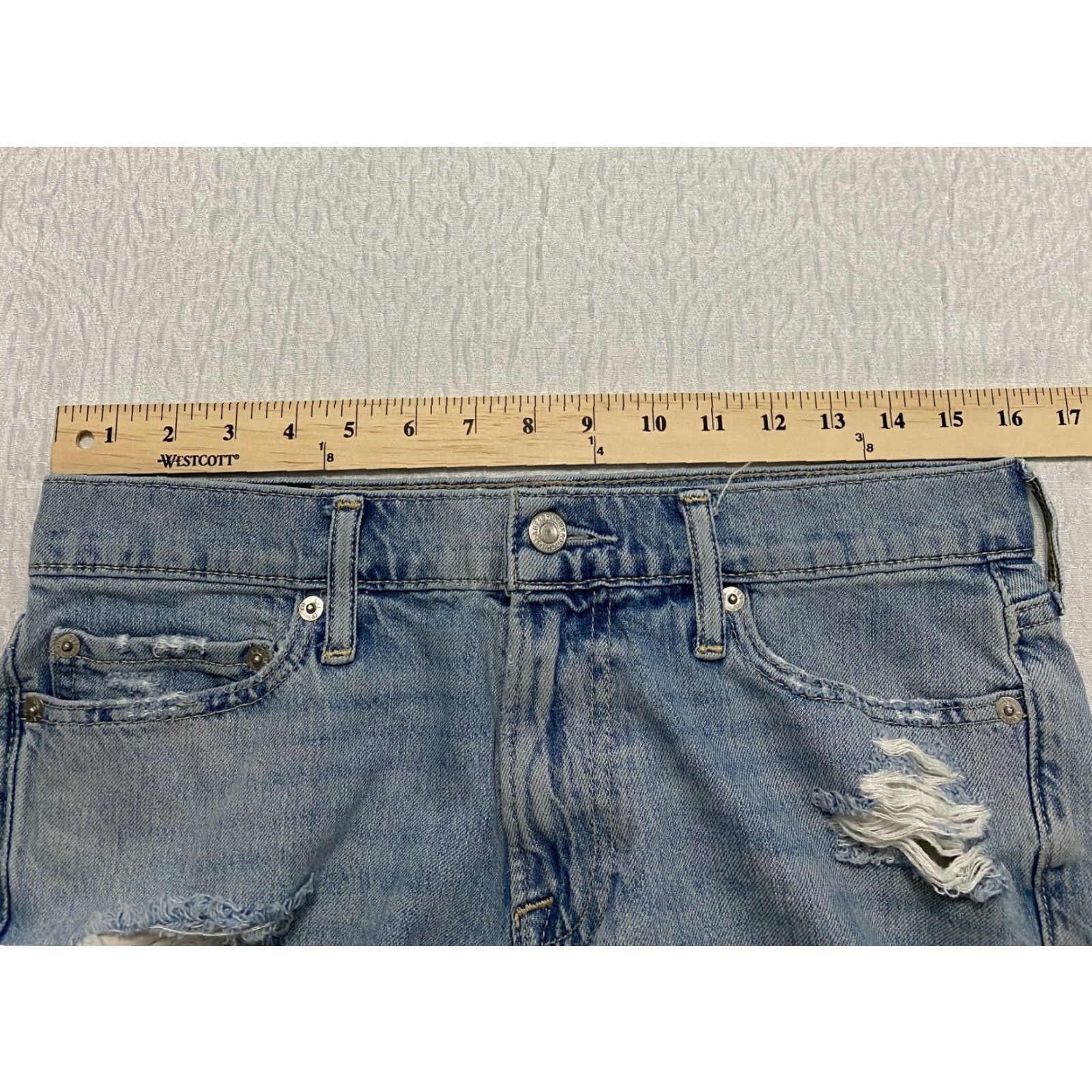Abercrombie & Fitch Abercrombie & Fitch Langdon Slim Distressed Jeans 30x32 Men Blue Light Denim 5-Pocket Stretch Slim Straight Size US 30 / EU 46 - 5 Thumbnail