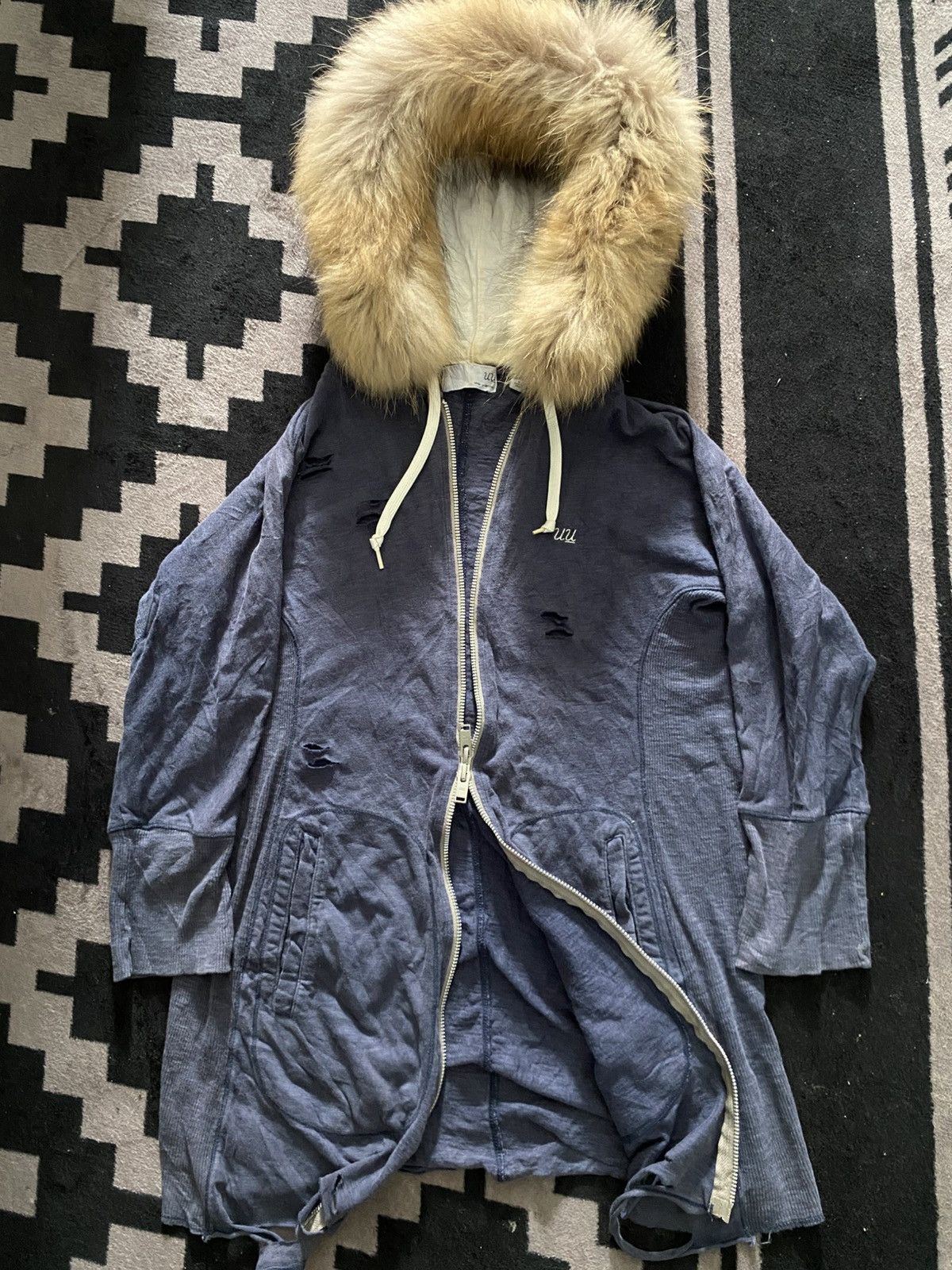 Japanese Brand × Jun Takahashi × Undercover Undercover faux fur destroyed hoodie Size US S / EU 44-46 / 1 - 2 Thumbnail