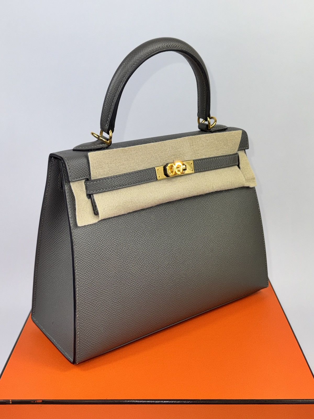 Hermes HERMES KELLY 25 GRIS MEYER EPSON LEATHER GOLD HARDWARE BAG Size ONE SIZE - 2 Thumbnail
