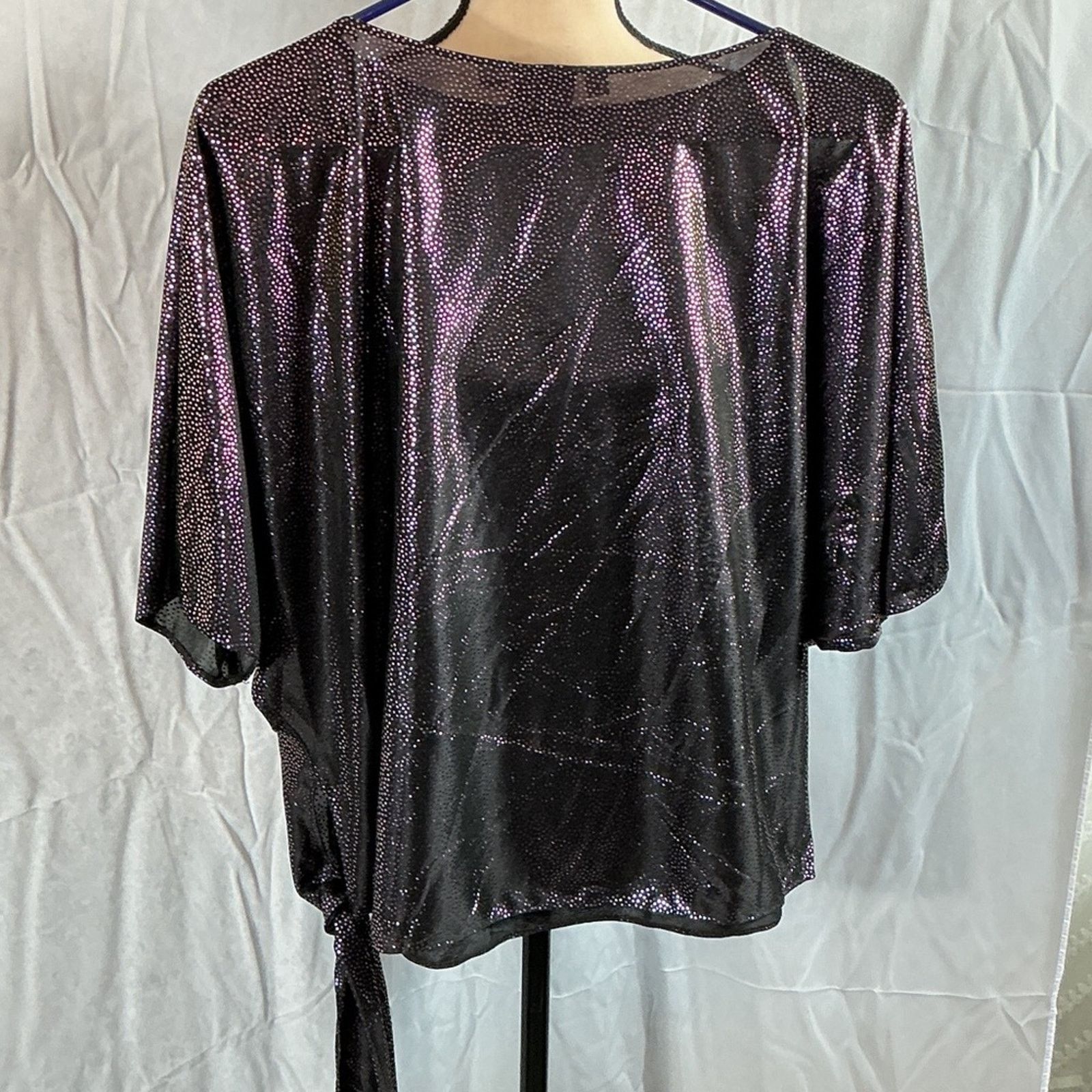 Other Siasia New York Metallic Shimmer Top Black Purple Tie Side S Size S / US 4 / IT 40 - 3 Thumbnail