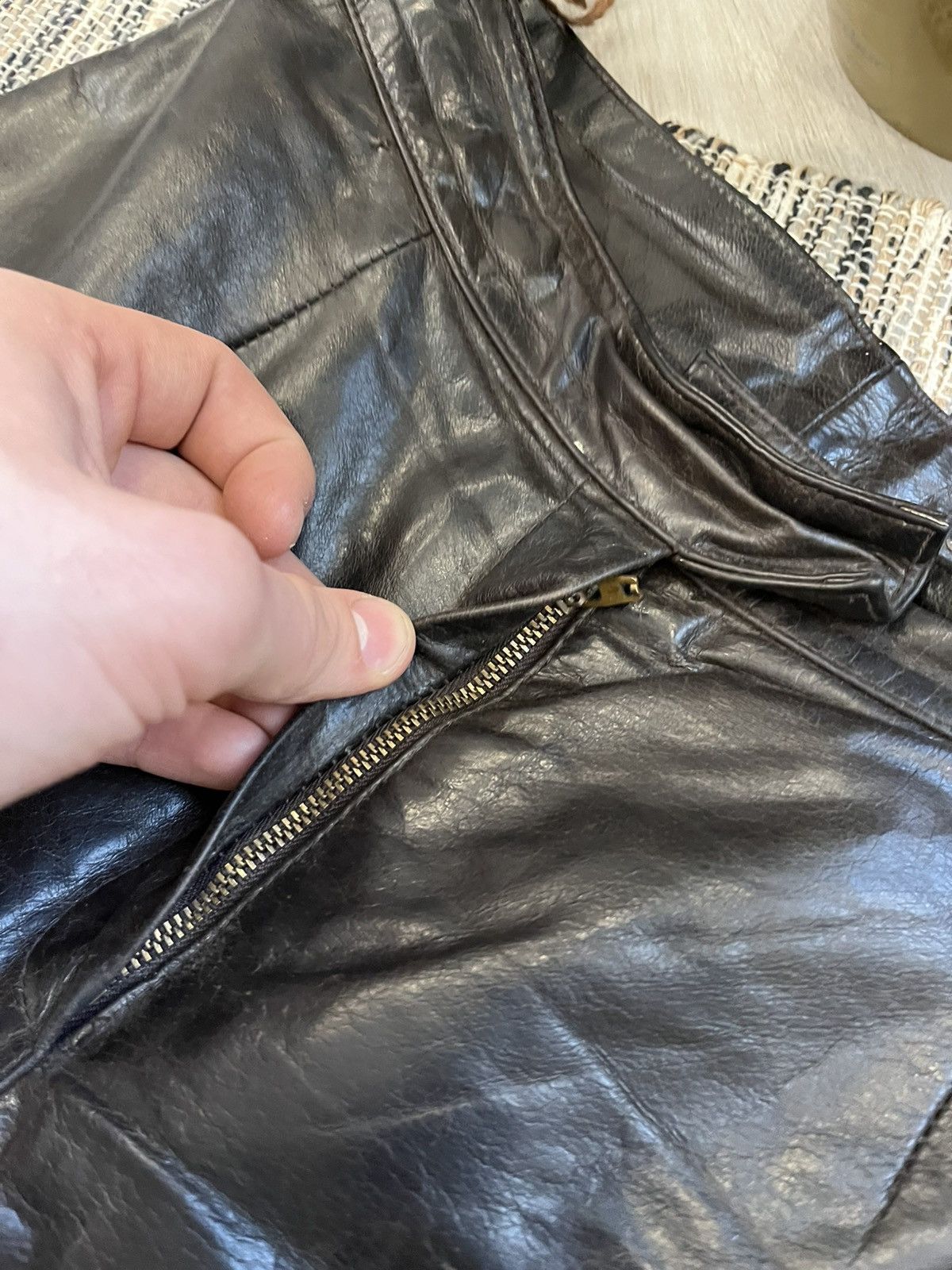 Genuine Leather × Vintage Vintage Virmani Real Leather Pants avantgarde Brown Retro Size 30" / US 8 / IT 44 - 7 Thumbnail
