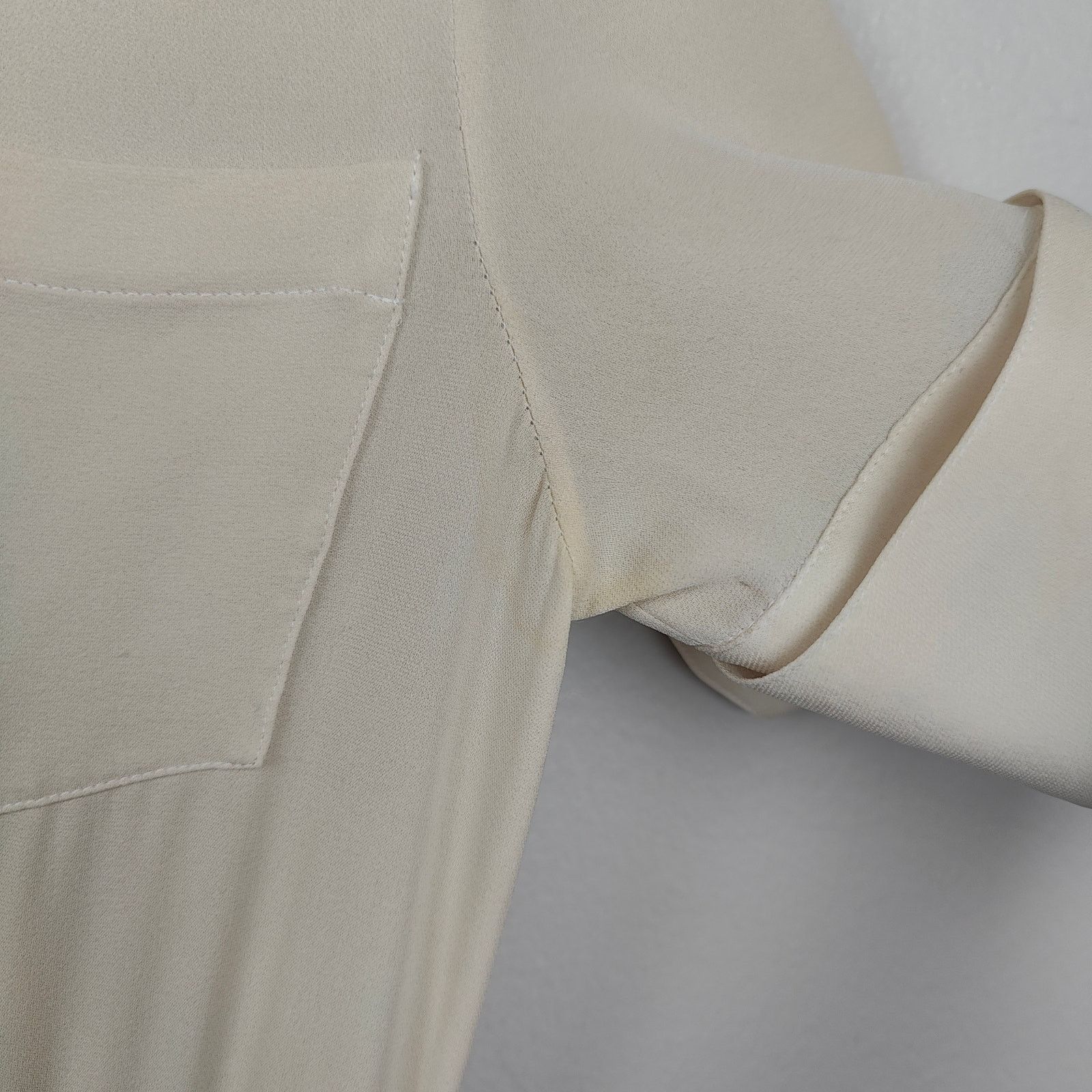Alice + Olivia Alice + Olivia Silk Dress Womens Medium Cream Black Ruched Size M / US 6-8 / IT 42-44 - 3 Thumbnail