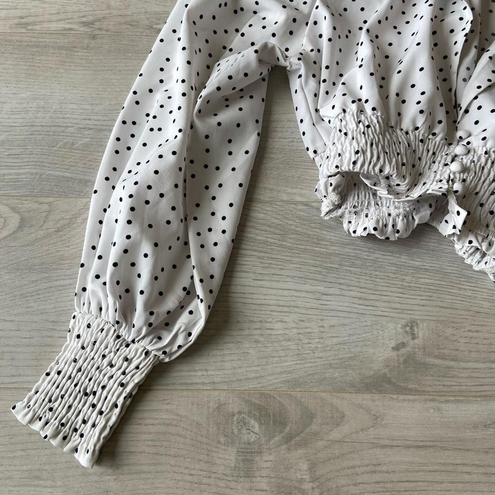 Designer Chic Polka Dot Cropped Blouse - Trendy Women's Top Size XS / US 0-2 / IT 36-38 - 4 Thumbnail
