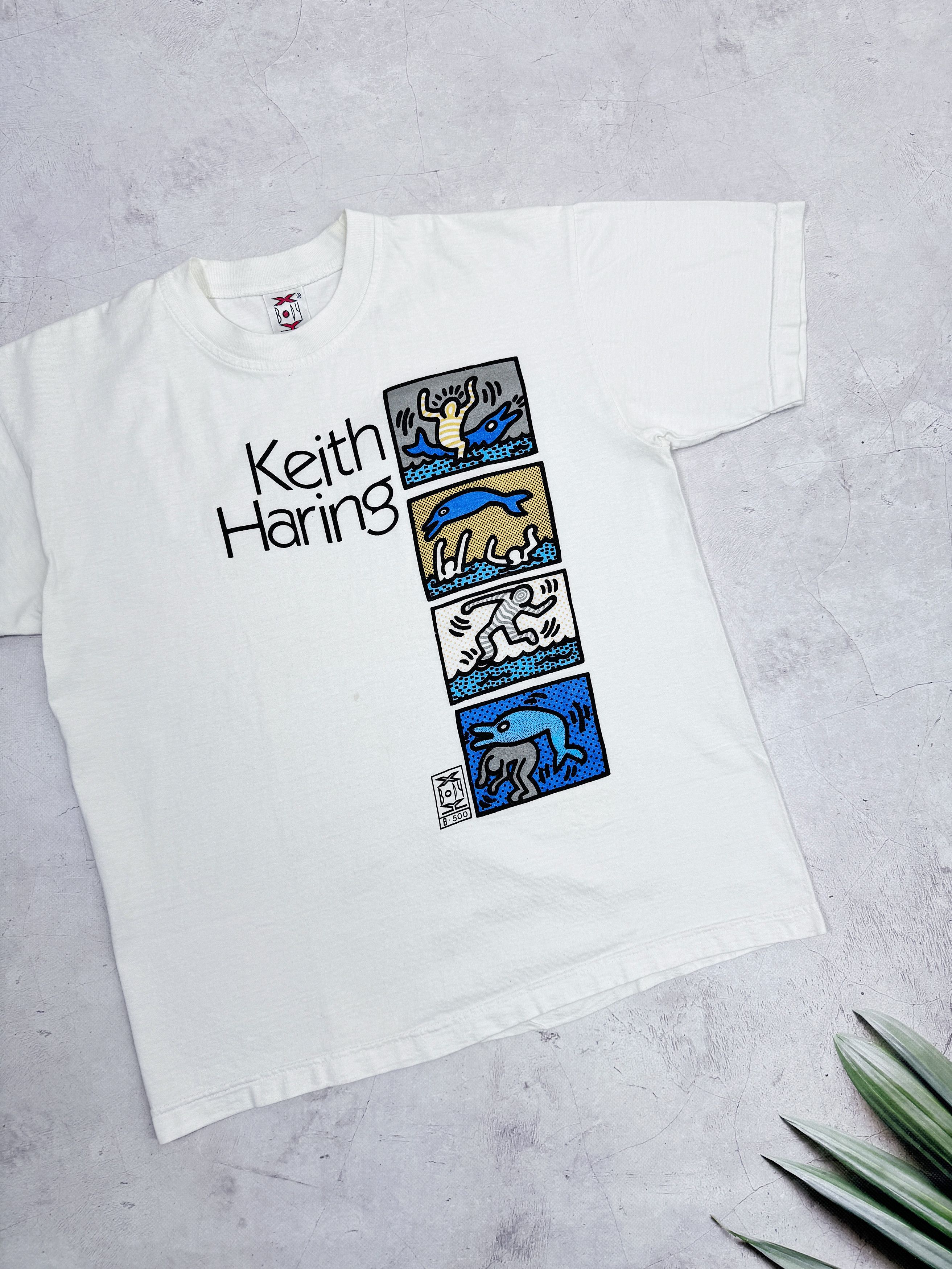 Designer × Keith Haring × Vintage Vintage Keith Haring Designer T-Shirt Dolphin & Humans Size US M / EU 48-50 / 2 - 4 Thumbnail