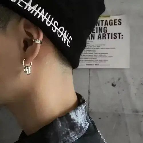 Sterling Silver Retro punk earrings （1pairs） Size ONE SIZE - 1 Thumbnail