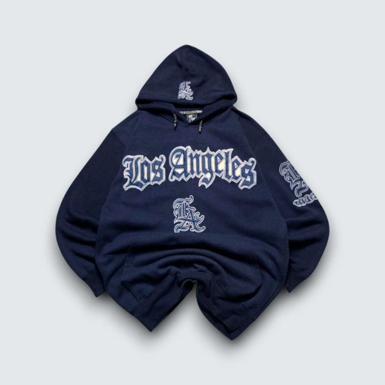 Japanese Brand 00s Los Angeles Embroidered Hoodie Navy XL Size US XL / EU 56 / 4 - 1 Thumbnail