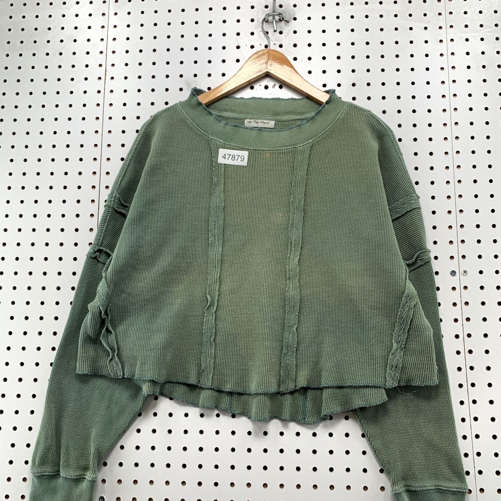 Free People Free People We The Free Thermal Top Womens XS Faded Green Heavyweight Hobo Boho Shirt Size XS / US 0-2 / IT 36-38 - 5 Thumbnail
