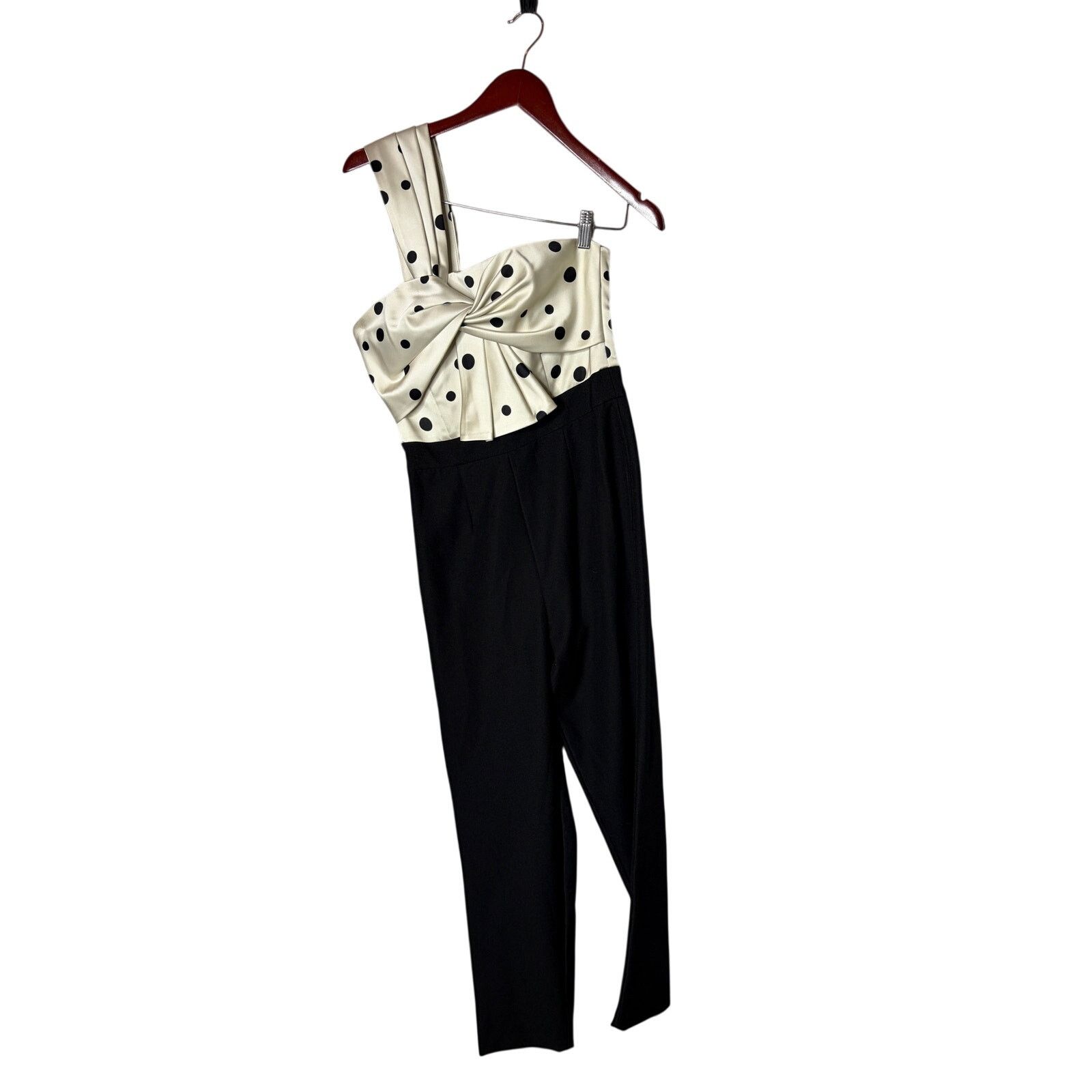 Amur Amur Georgia Jumpsuit satin white polka dot and black bottom Size 27" / US 4 / IT 40 - 2 Thumbnail