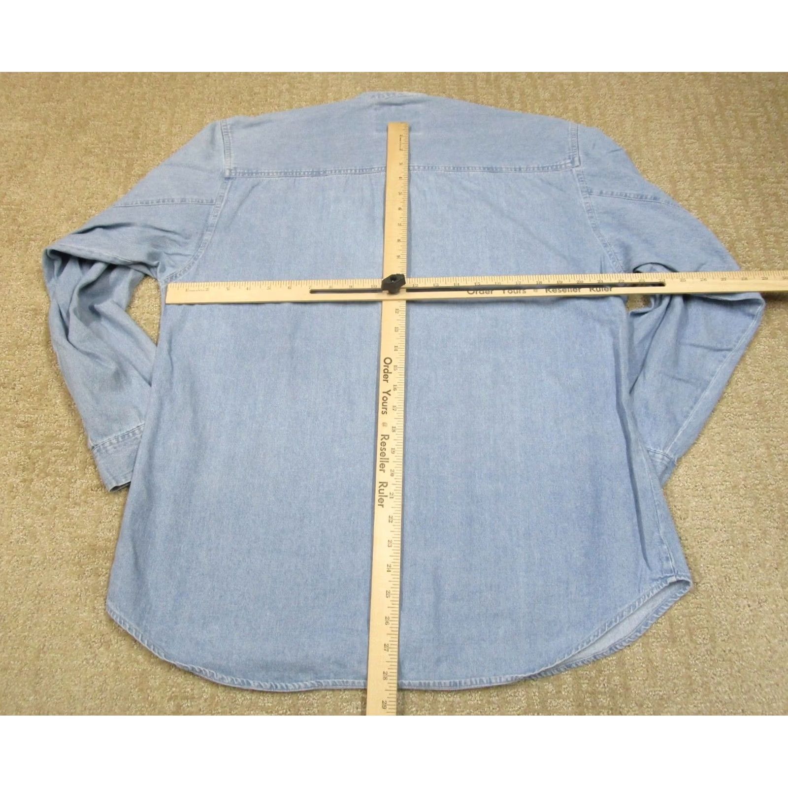 Bugle Boy VINTAGE Bugle Boy Shirt Men L Blue Denim Band Collar Light Wash Y2K Faded Size US L / EU 52-54 / 3 - 4 Thumbnail