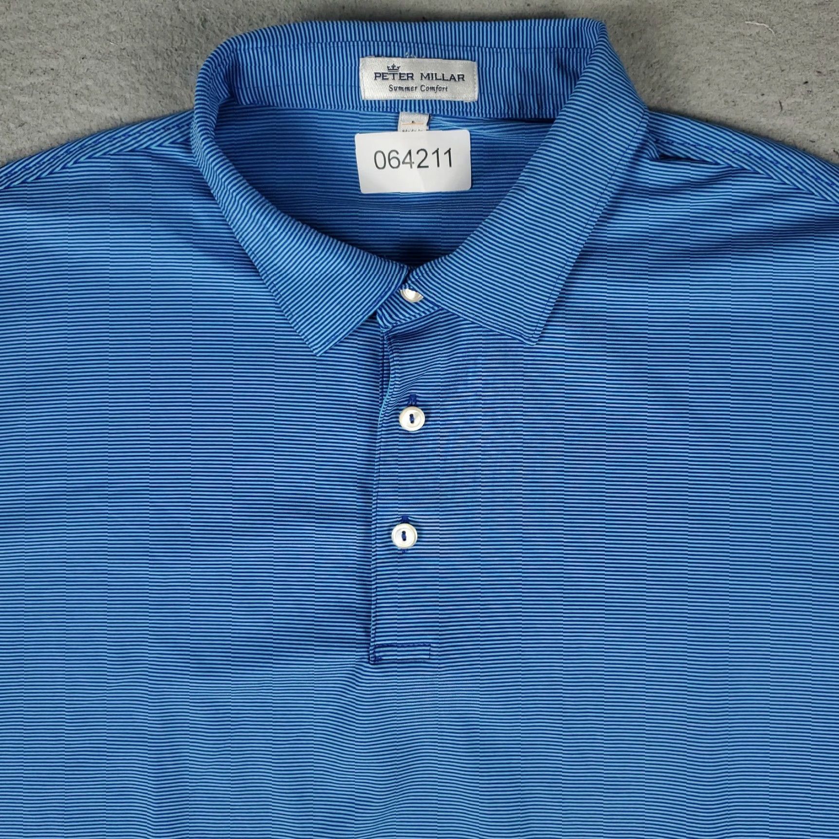 Peter Millar Peter Millar Polo Shirt Mens Large Blue Striped Summer Comfort Golf Short Sleeve Shirt Mens Blue Striped Polo L Size US L / EU 52-54 / 3 - 2 Thumbnail