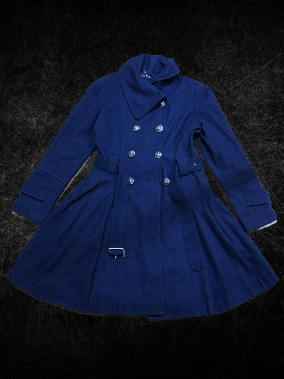 Guess Blend Blue Coat Double Breasted Belted