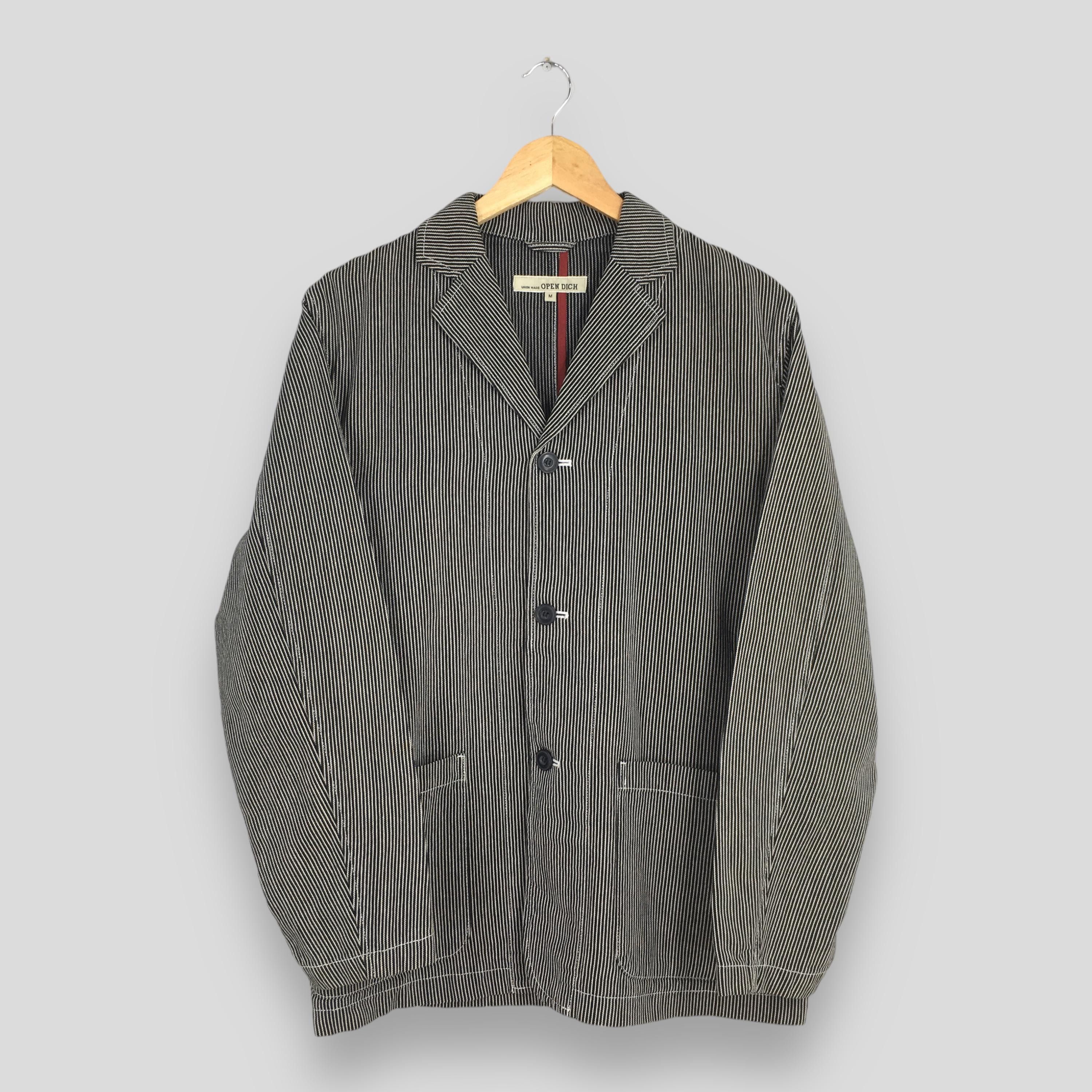 Vintage Vtg Open Dich Union Made Black Stripes Worker Jacket Medium Size US M / EU 48-50 / 2 - 1 Thumbnail