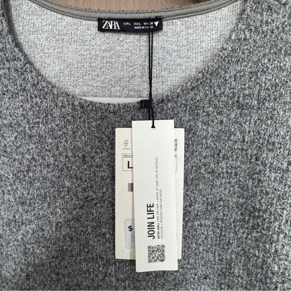 Zara Zara Heather Gray Embellished Rhinestones Crop Plush Top Sz Size L / US 10 / IT 46 - 6 Thumbnail