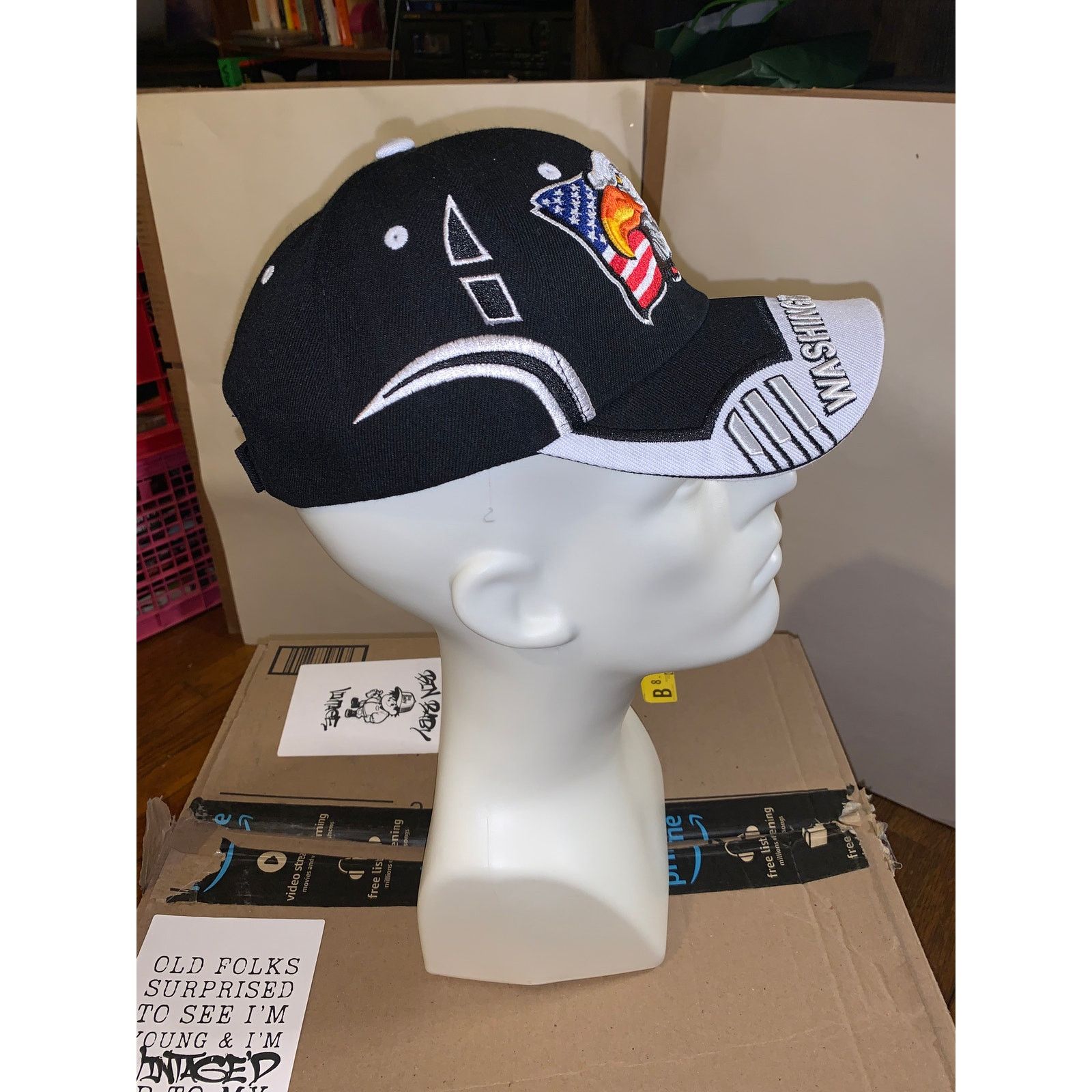 Other Washington DC Eagle American Flag Hat Adjustable Black White Size ONE SIZE - 2 Thumbnail