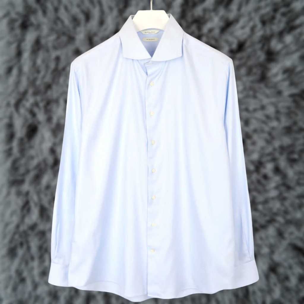 Suitsupply Suitsupply Slim Fit Formal Shirt Blue 43 / 17 Button-Up Dress Shirt Men, New, Button Up, Collared, Long Sleeve, Cotton, Suitsupply Size 46R - 1 Thumbnail