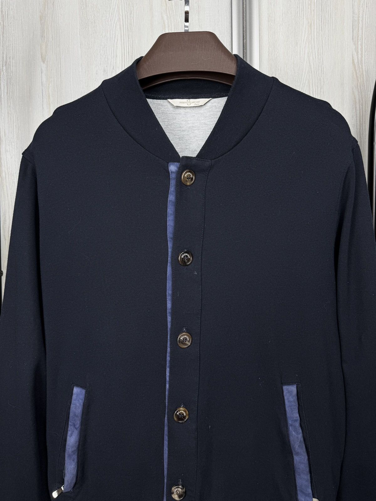 Other Umberto Bilancioni navy blue silk cotton lux bomber jacket Size US L / EU 52-54 / 3 - 3 Thumbnail