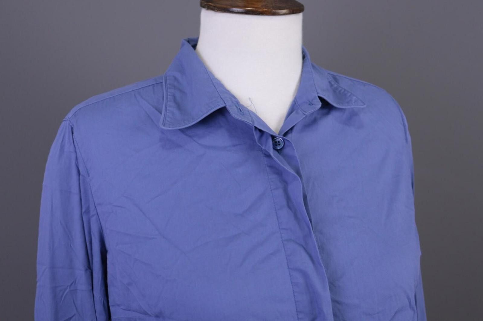 Designer Max Mara Blue Button Down Shirt Size US 8 / I 42 / GB 10 Size M / US 6-8 / IT 42-44 - 7 Thumbnail