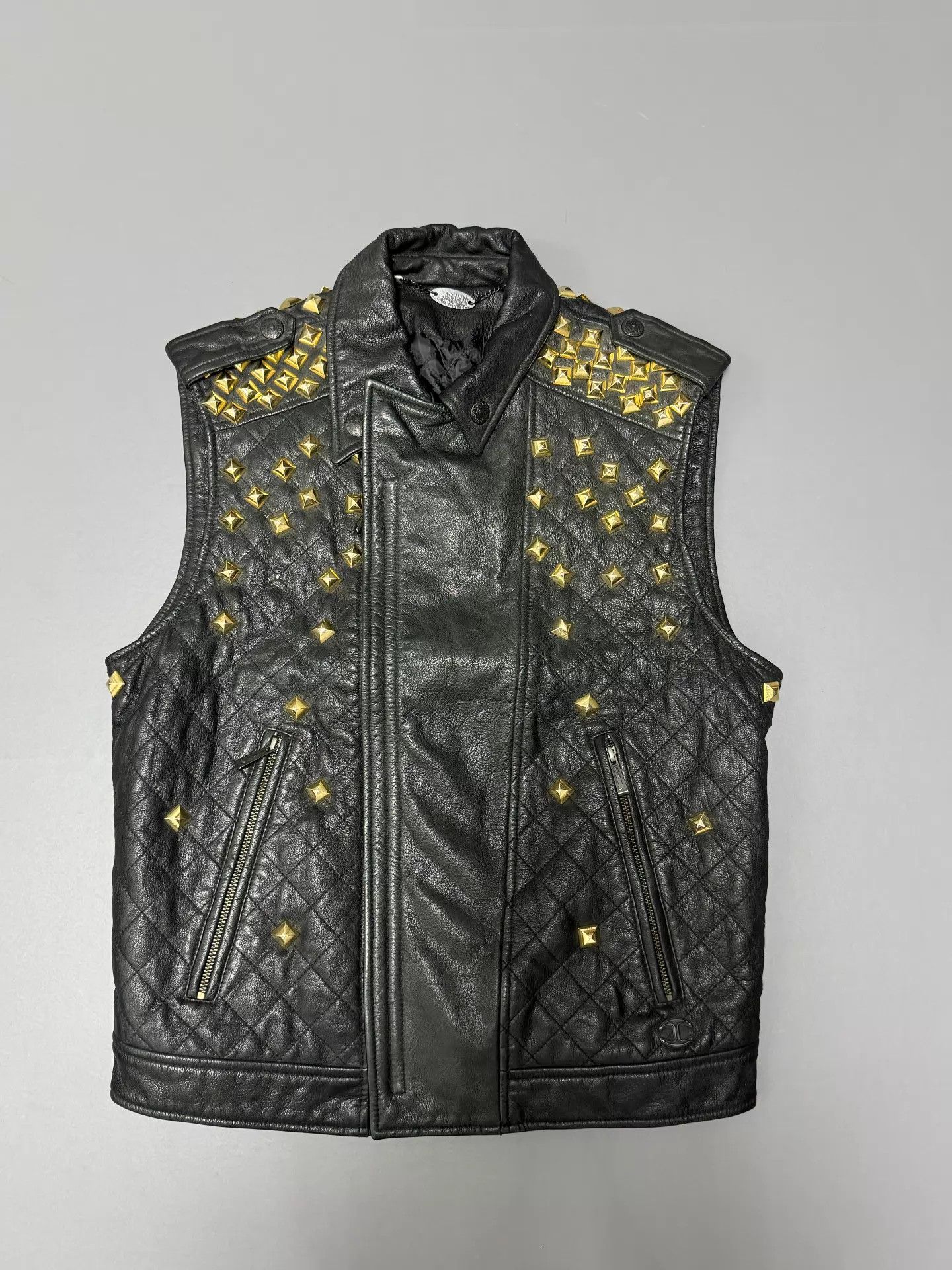 Just Cavalli Just Cavalli Studded Quilted Biker Leather Vest Size US M / EU 48-50 / 2 - 1 Thumbnail