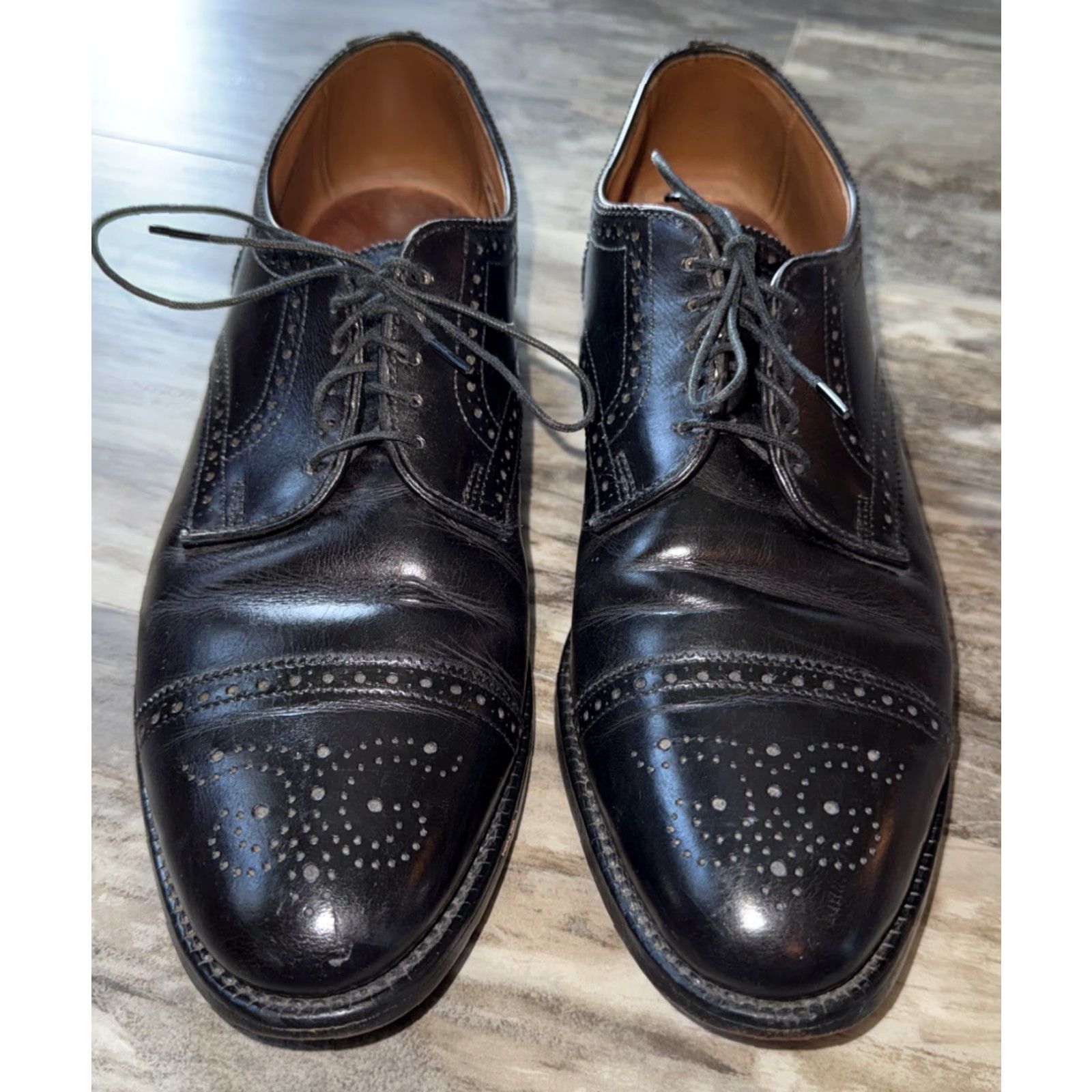 Allen Edmonds Allen Edmonds Sanford Black Cap Toe Brogue Oxford Dress Shoes Men 10.5 B US 10.5 Leather Lining Leather Upper Black / Dress / Business / Classic Size ONE SIZE - 3 Thumbnail