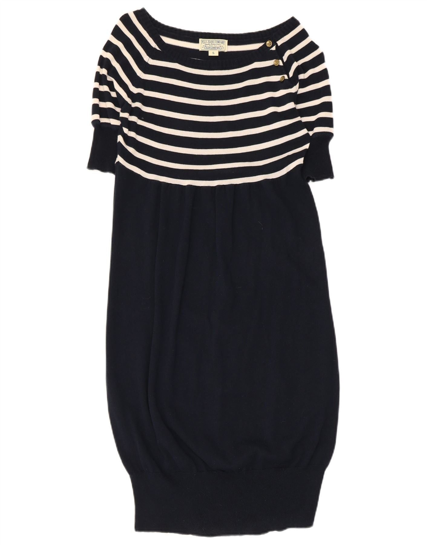 Ralph Lauren Womens Short Sleeves Jumper Dress UK 8 Small Navy Blue Strip Size XXS / US 00 / IT 34 - 1 Thumbnail