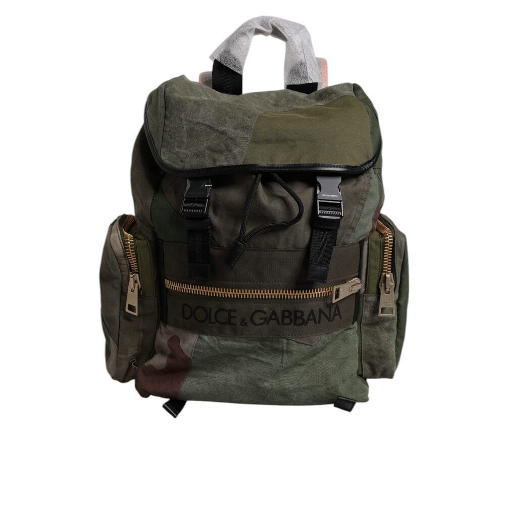 Dolce & Gabbana Dolce & Gabbana Military Green Patchwork Travel Backpack Bag Size ONE SIZE - 1 Thumbnail
